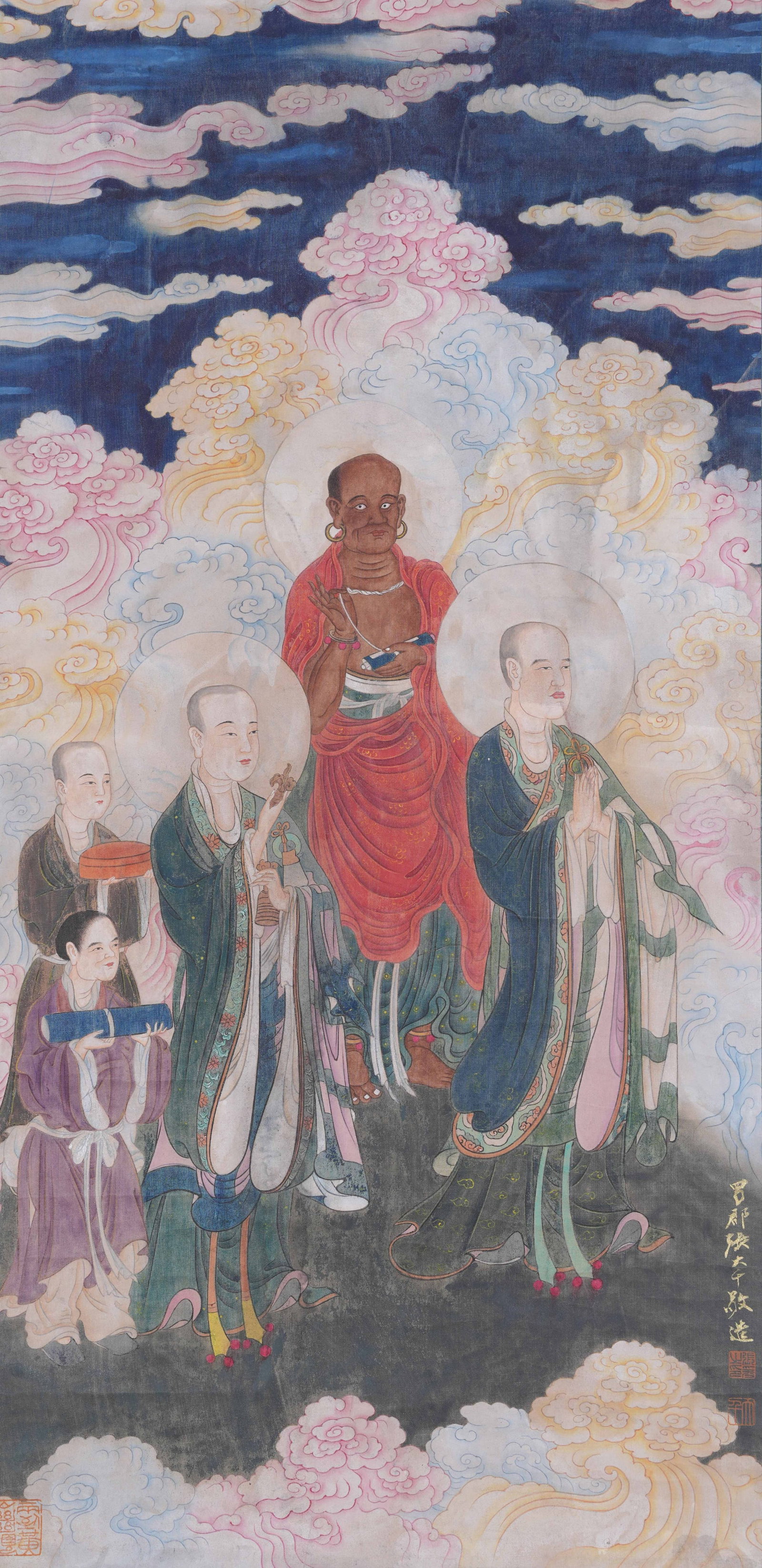 A WATER AND LAND RITUAL PAINTING ON SILK BY ZHANG DAQIAN.張大千: Water and Land Ritual Painting on Silk by Zhang Daqian.張大千