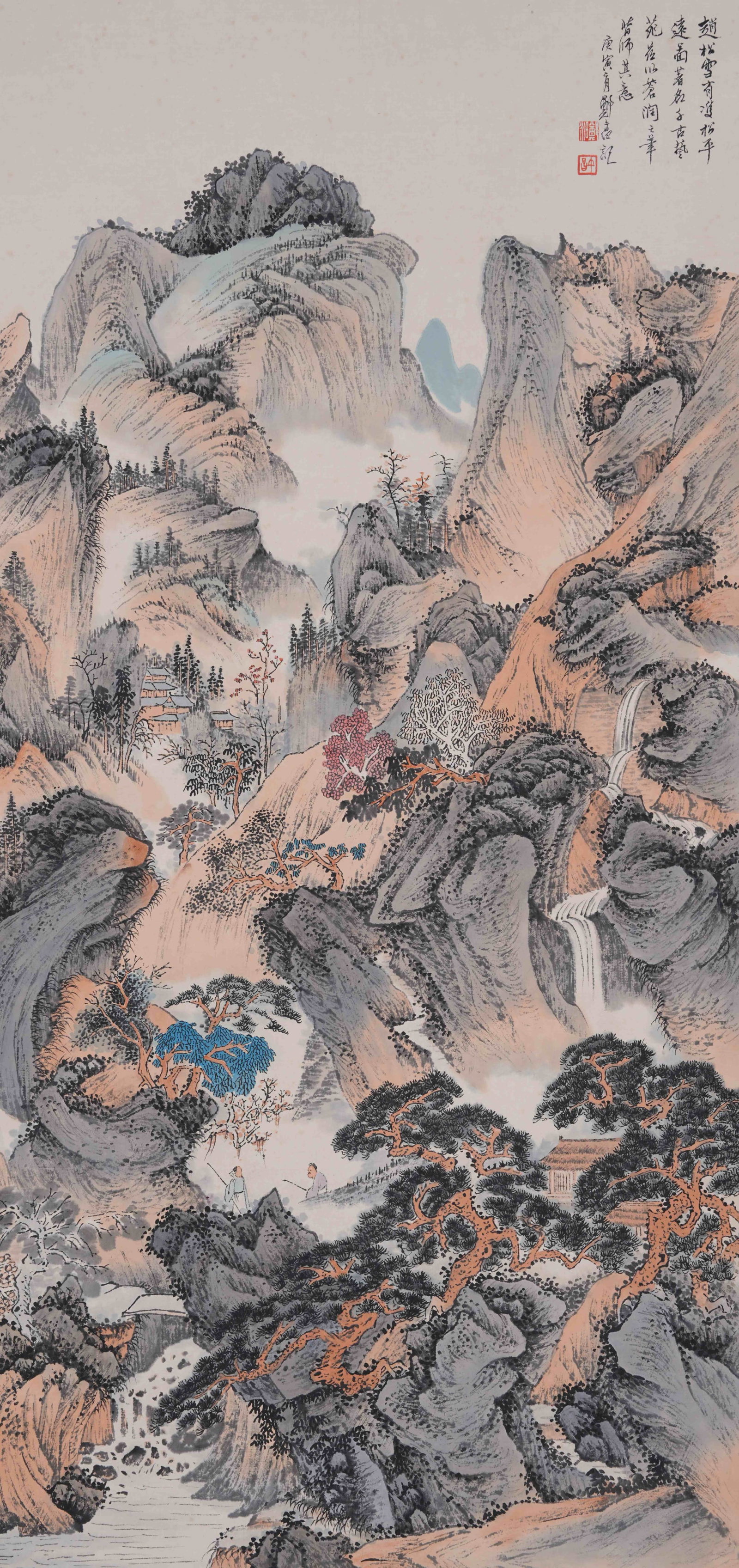 A LANDSCAPE PAINTING ON PAPER BY ZHENG WUCHANG.鄭午昌: Landscape Painting on Paper by Zheng Wuchang.鄭午昌