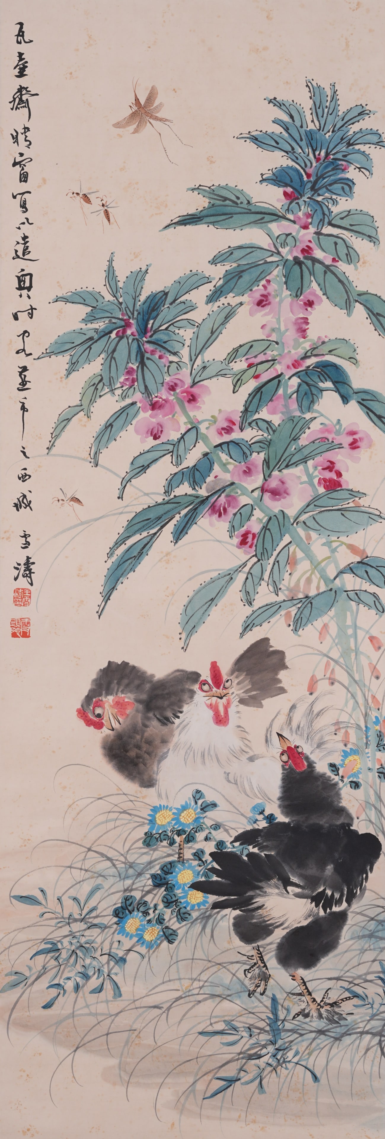 A FLOWER AND BIRD PAINTING ON PAPER BY WANG XUETAO.王雪濤: Flower and Bird Painting on Paper by Wang Xuetao.王雪濤
