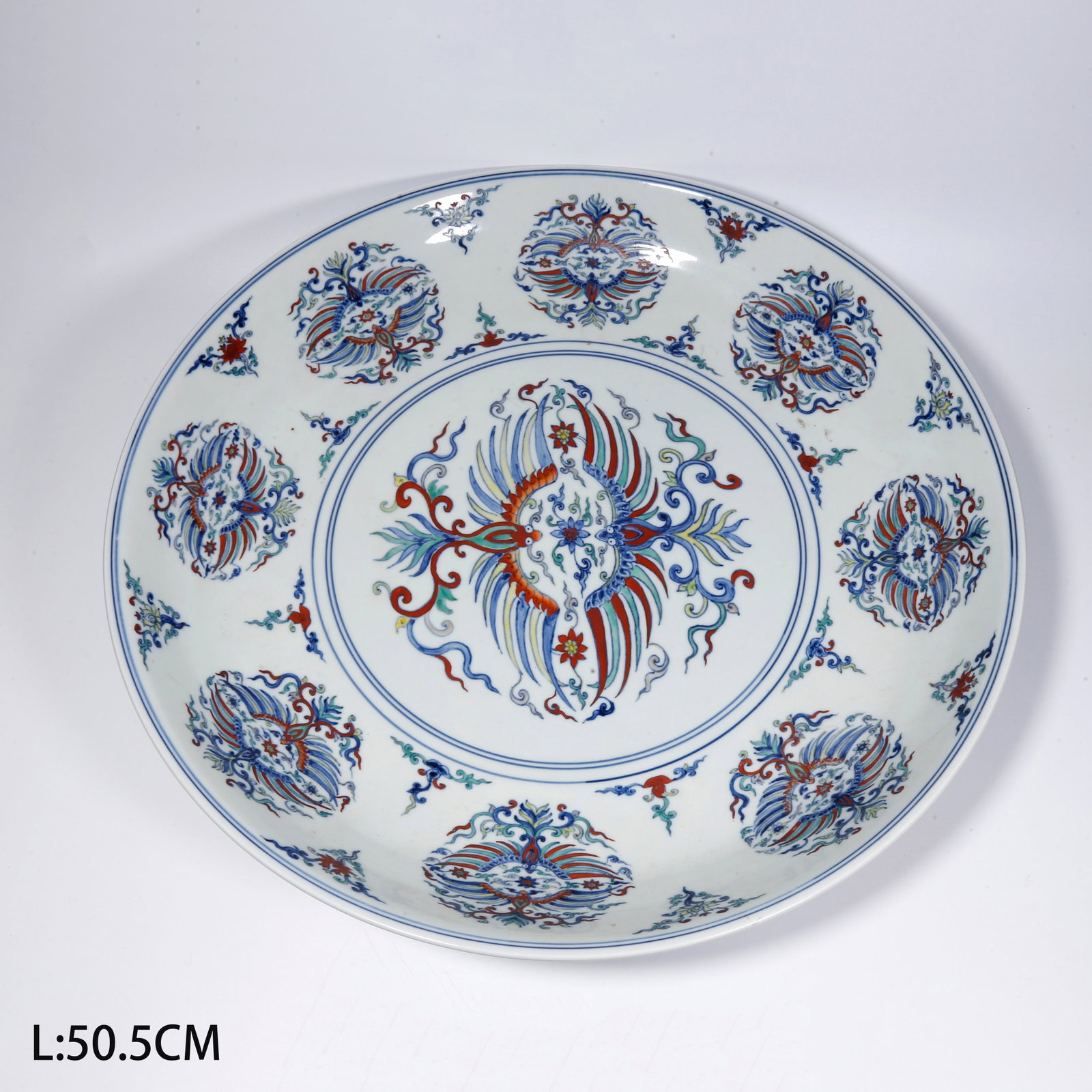 A DOUCAI LARGE PLATE WITH PHOENIX PATTERN (1 of 9)