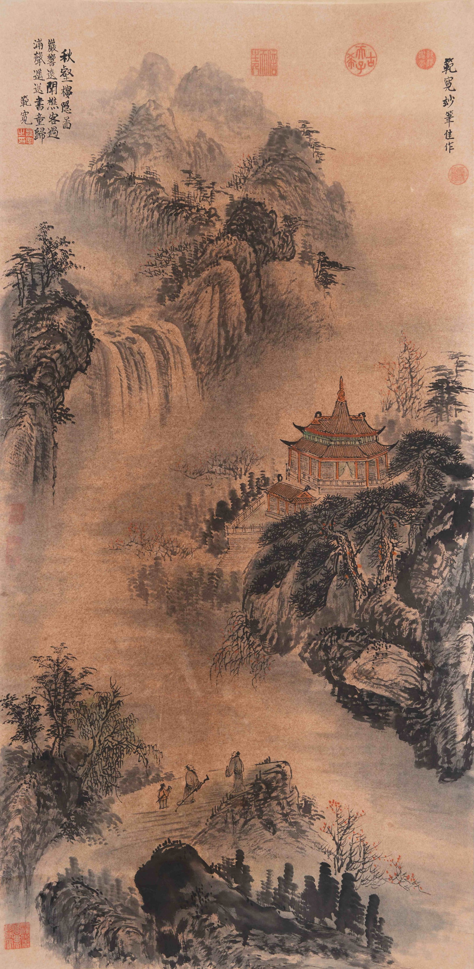 A TOWER HIDDEN IN AUTUMN VALLEYS PAINTING ON PAPER BY FAN KUAN.範寬 (1 of 11)