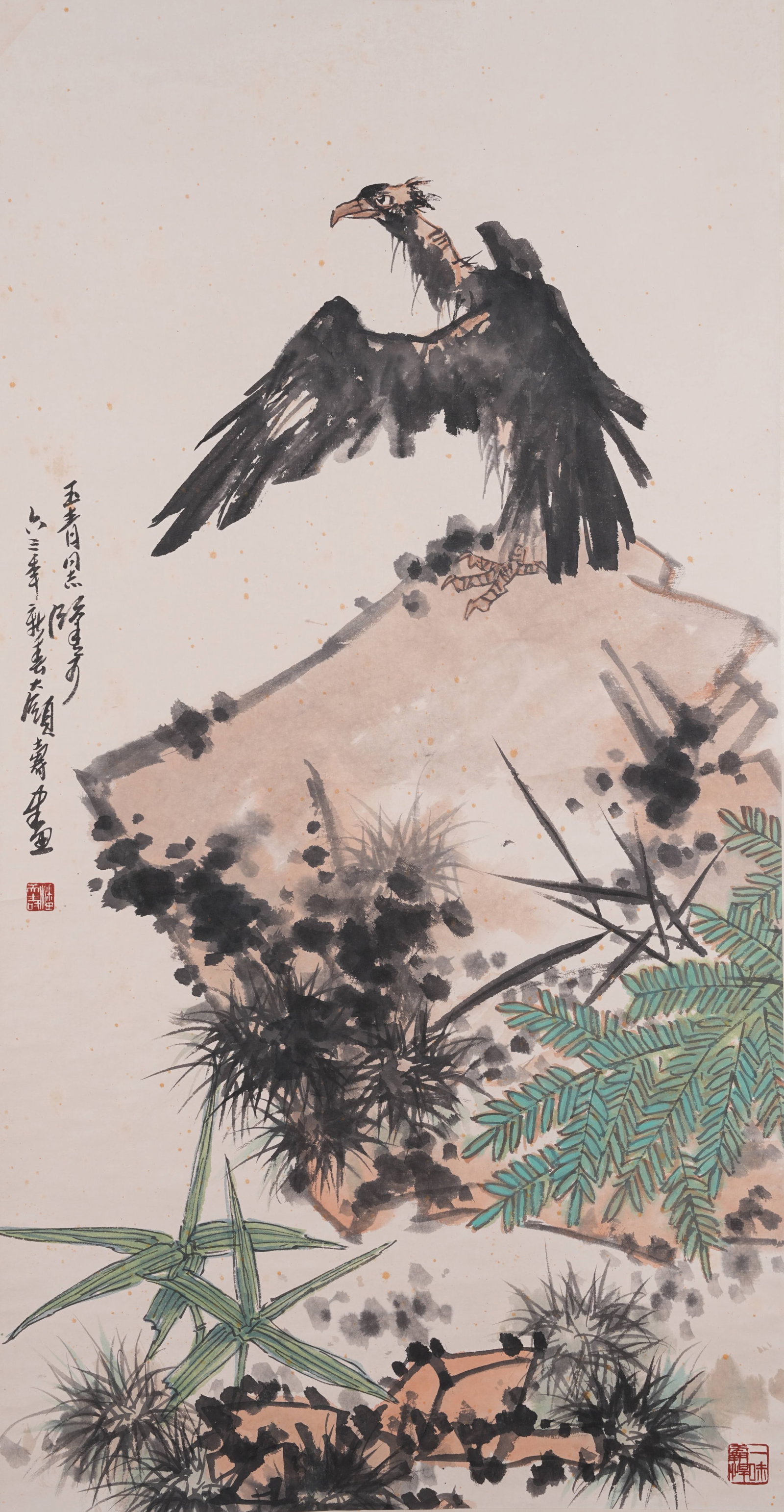 A EAGLE PAINTING ON PAPER BY PAN TIANSHOU.潘天壽: Eagle Painting on Paper by Pan Tianshou.潘天壽