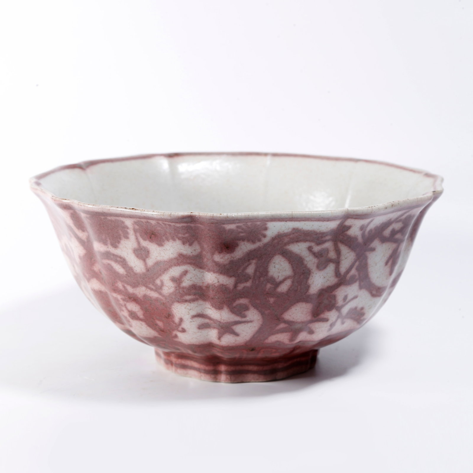 A UNDERGLAZE RED BOWL WITH THREE FRIENDS OF WINTER PATTERN: Underglaze Red Bowl with Three Friends of Winter Pattern
