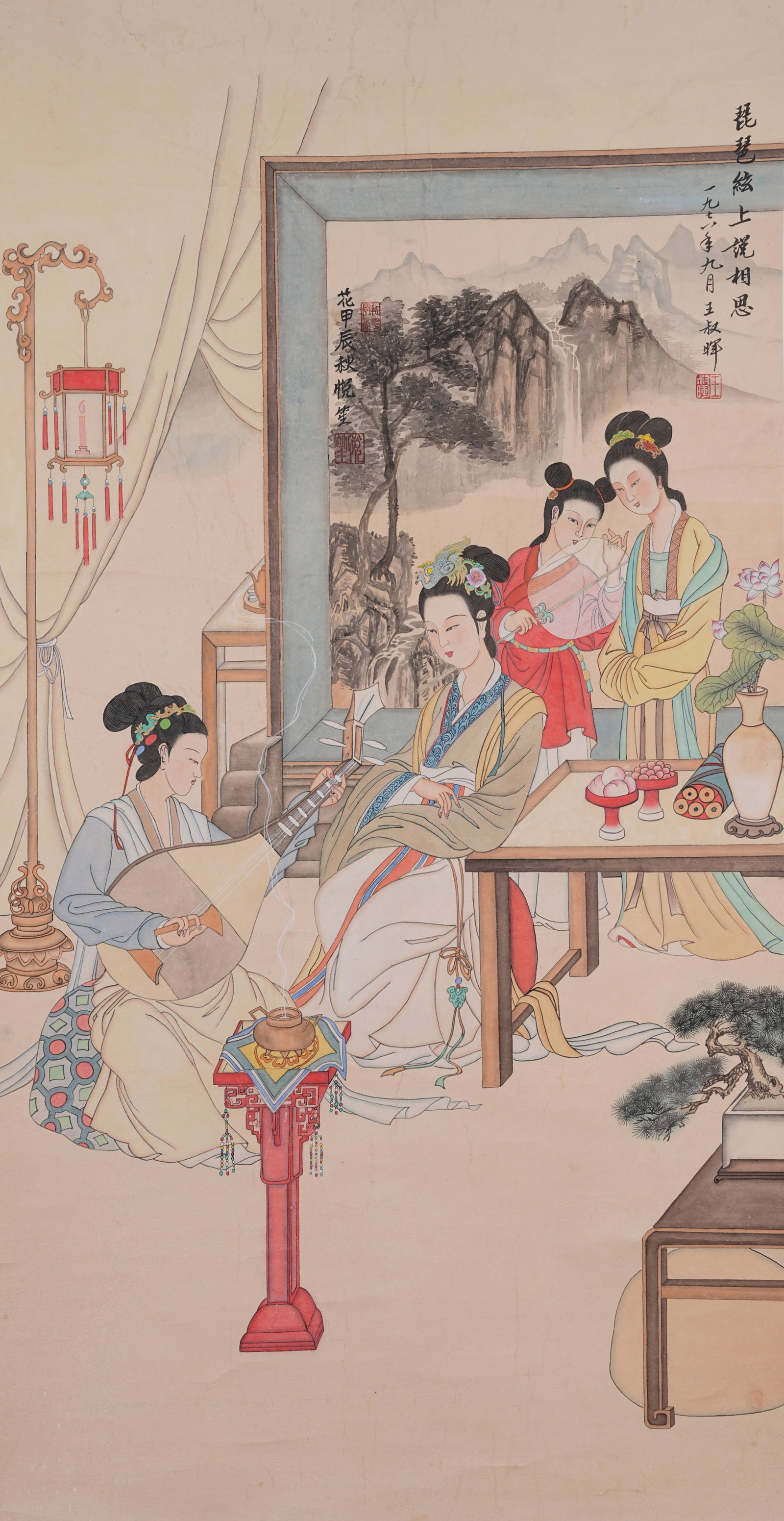 A LADIES PAINTING ON PAPER BY WANG SHUHUI.王叔暉: Ladies Painting on Paper by Wang Shuhui.王叔暉