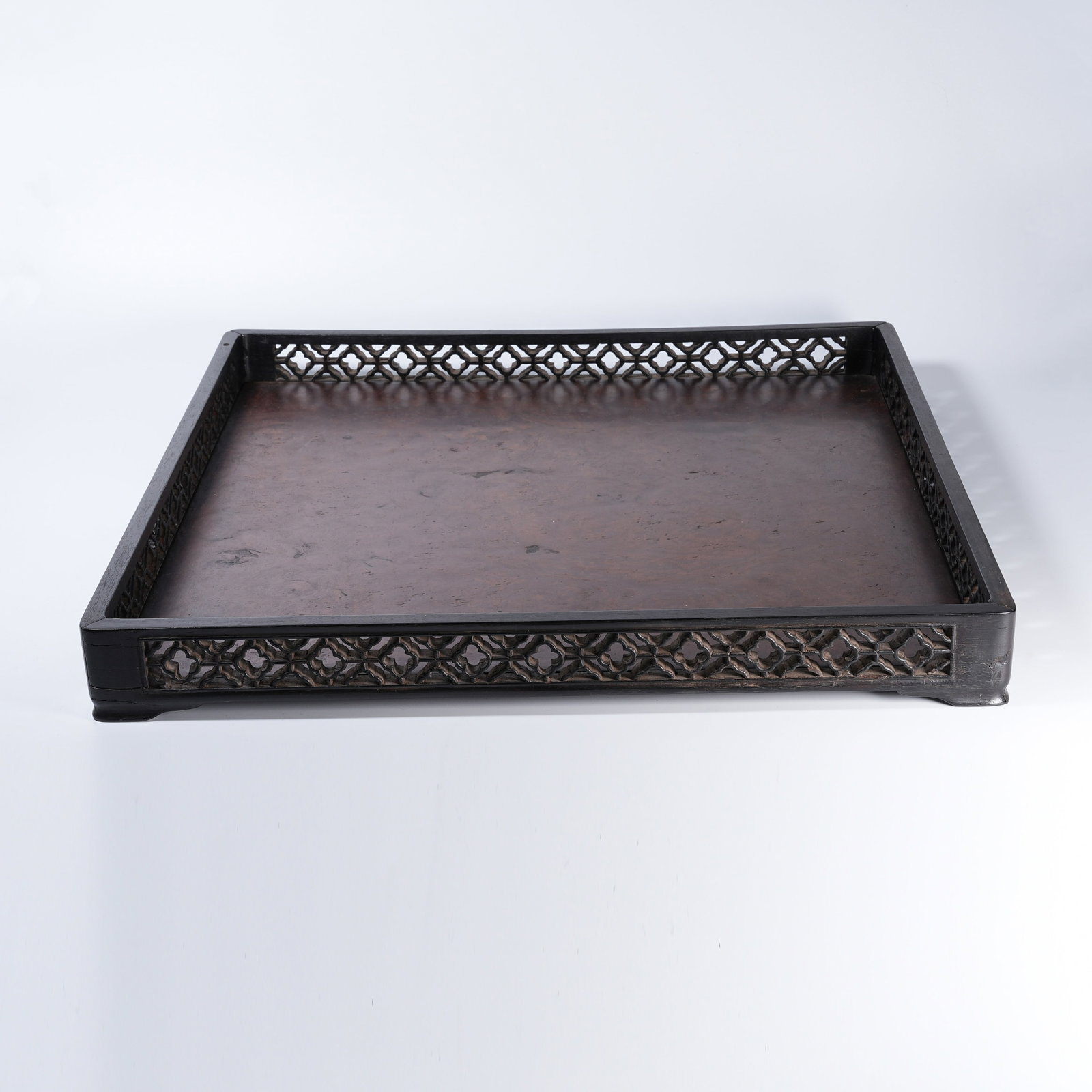 A RED SANDALWOOD BURL-INLAID WRITING TRAY (1 of 9)