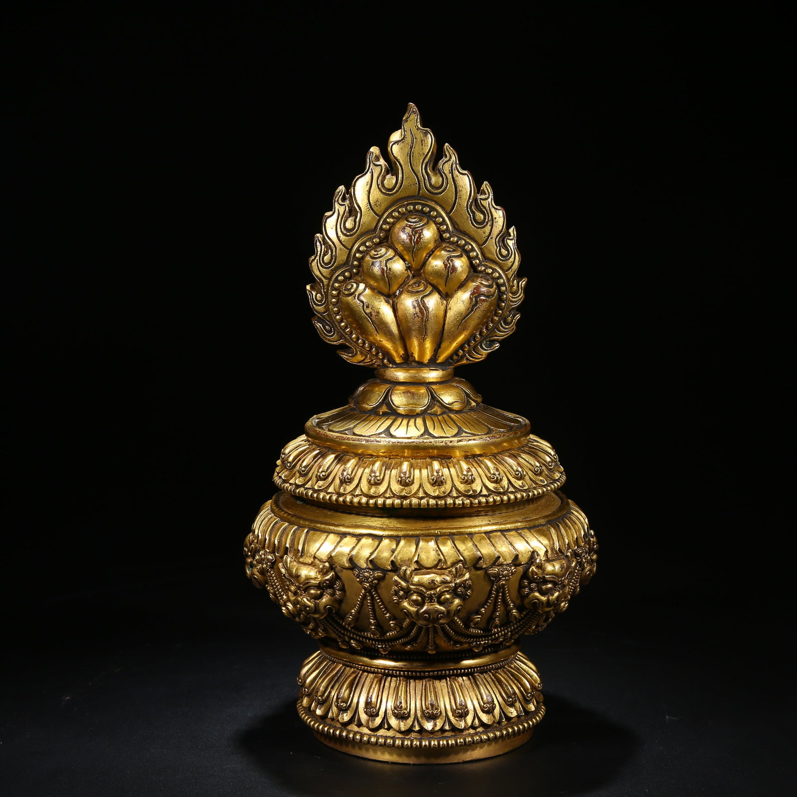 A GILT BRONZE TREASURE VASE (1 of 8)