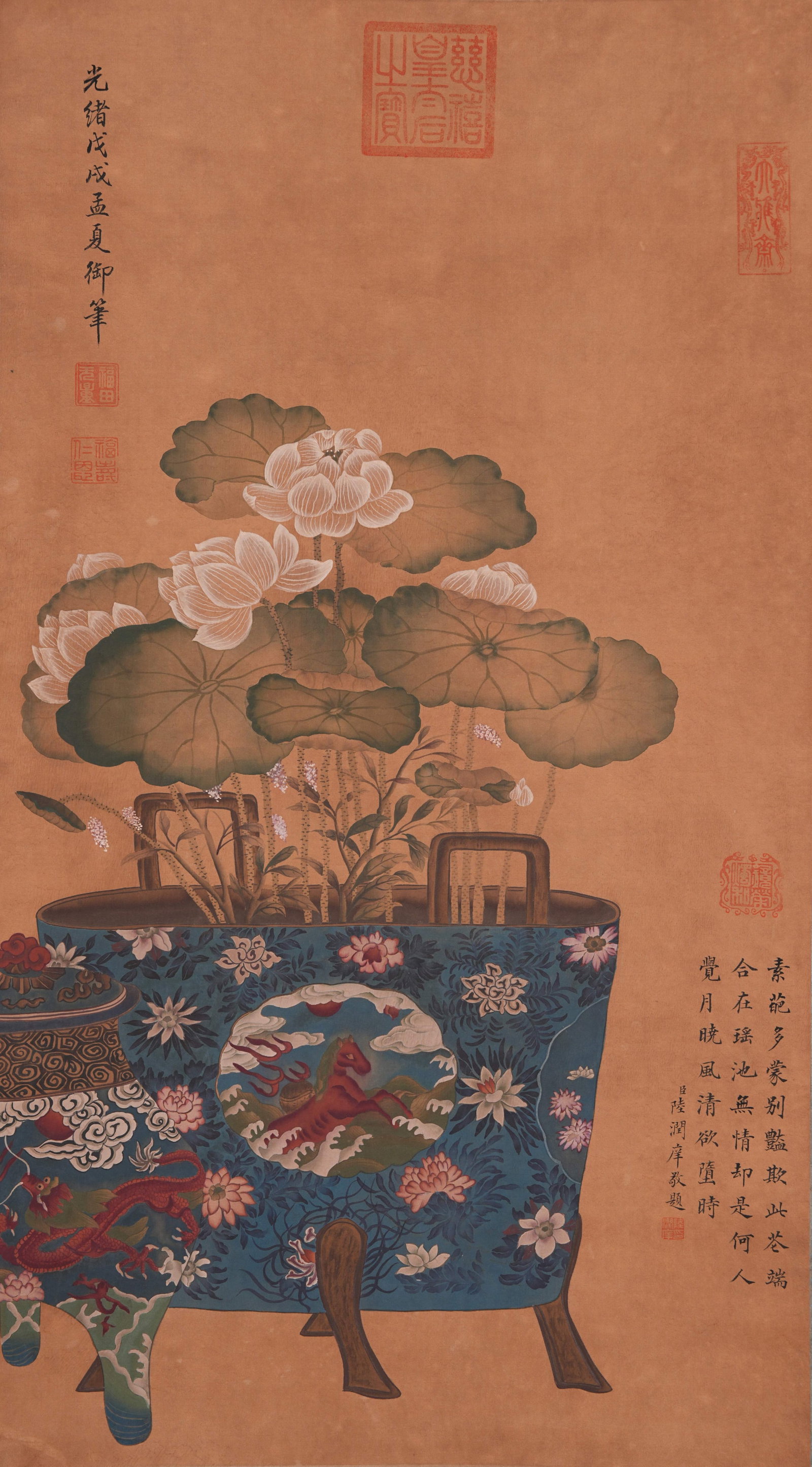 A BONSAI PAINTING ON SILK BY EMPRESS DOWAGER CIXI.慈禧 (1 of 10)