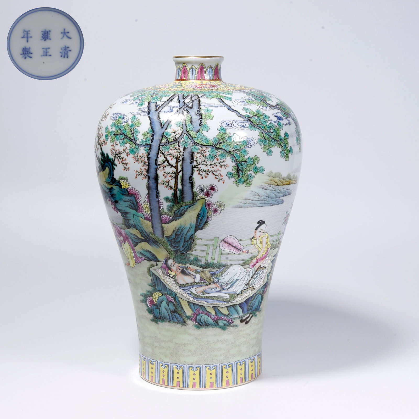A FAMILLE ROSE PLUM VASE WITH FIGURE STORY PATTERN (1 of 11)
