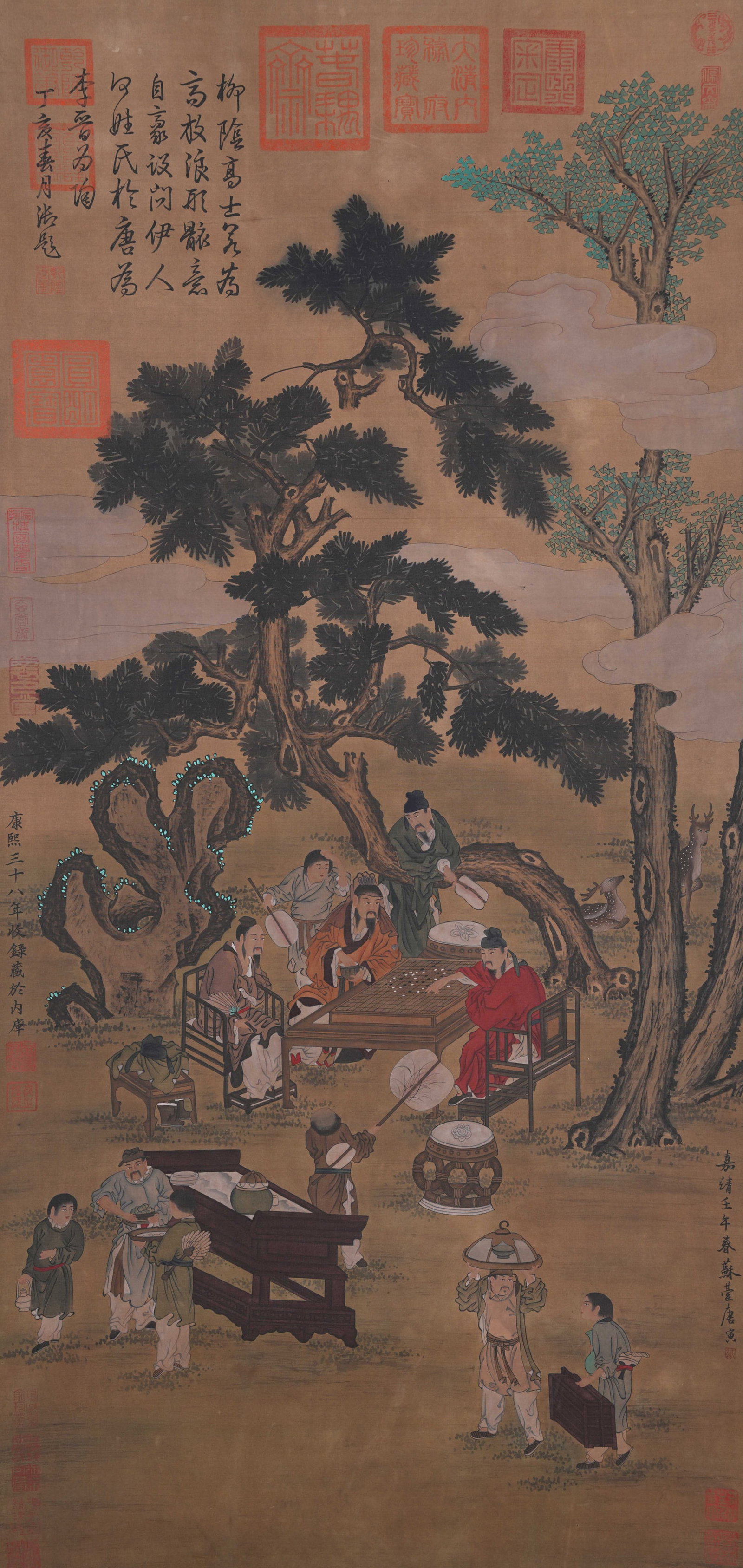 A ELEGANT GATHERING IN LITERARY GARDEN PAINTING ON SILK BY TANG BOHU.唐伯虎 (1 of 11)