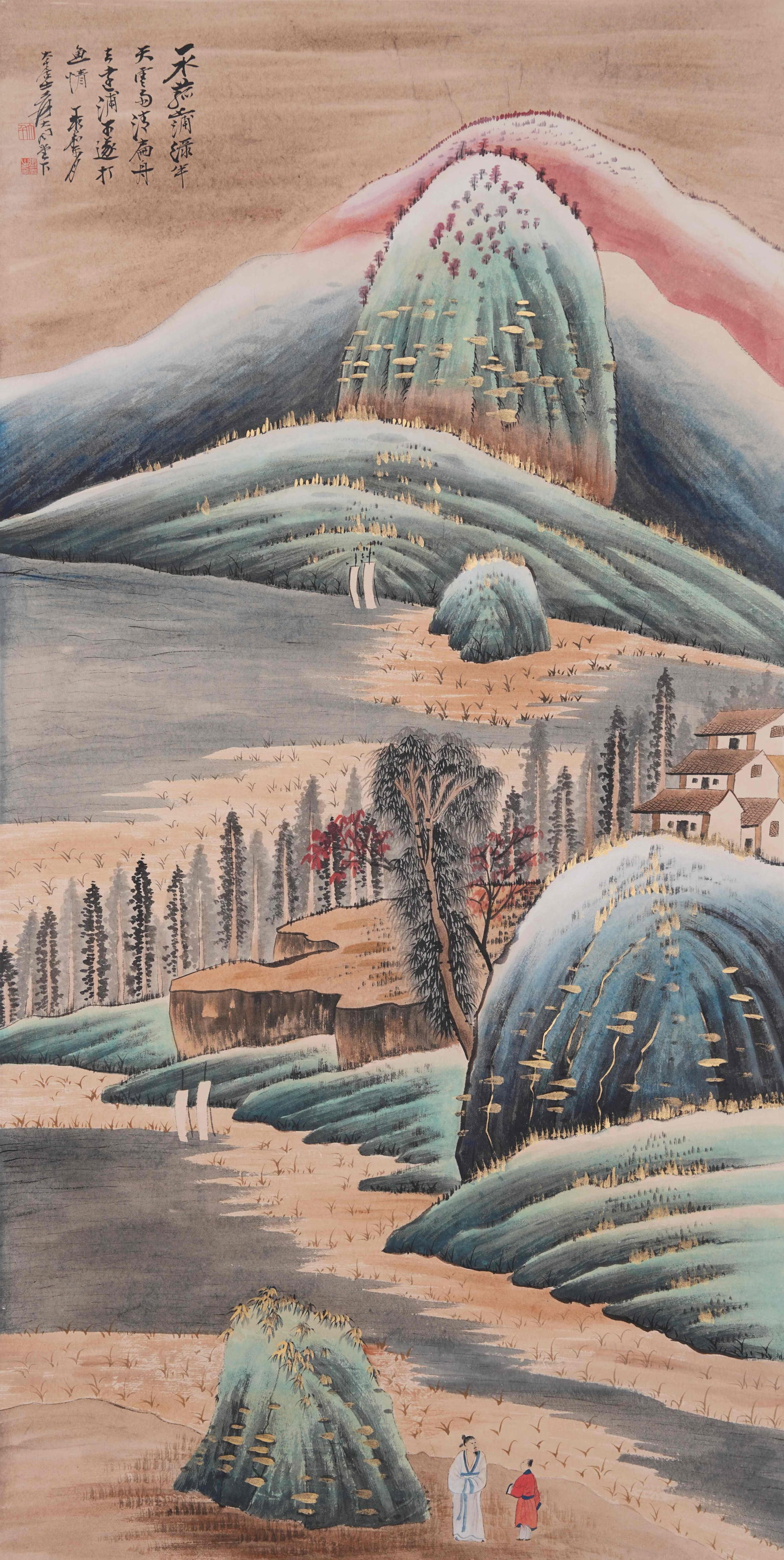 A LANDSCAPE PAINTING ON PAPER BY ZHANG DAQIAN.張大千: Landscape Painting on Paper by Zhang Daqian.張大千
