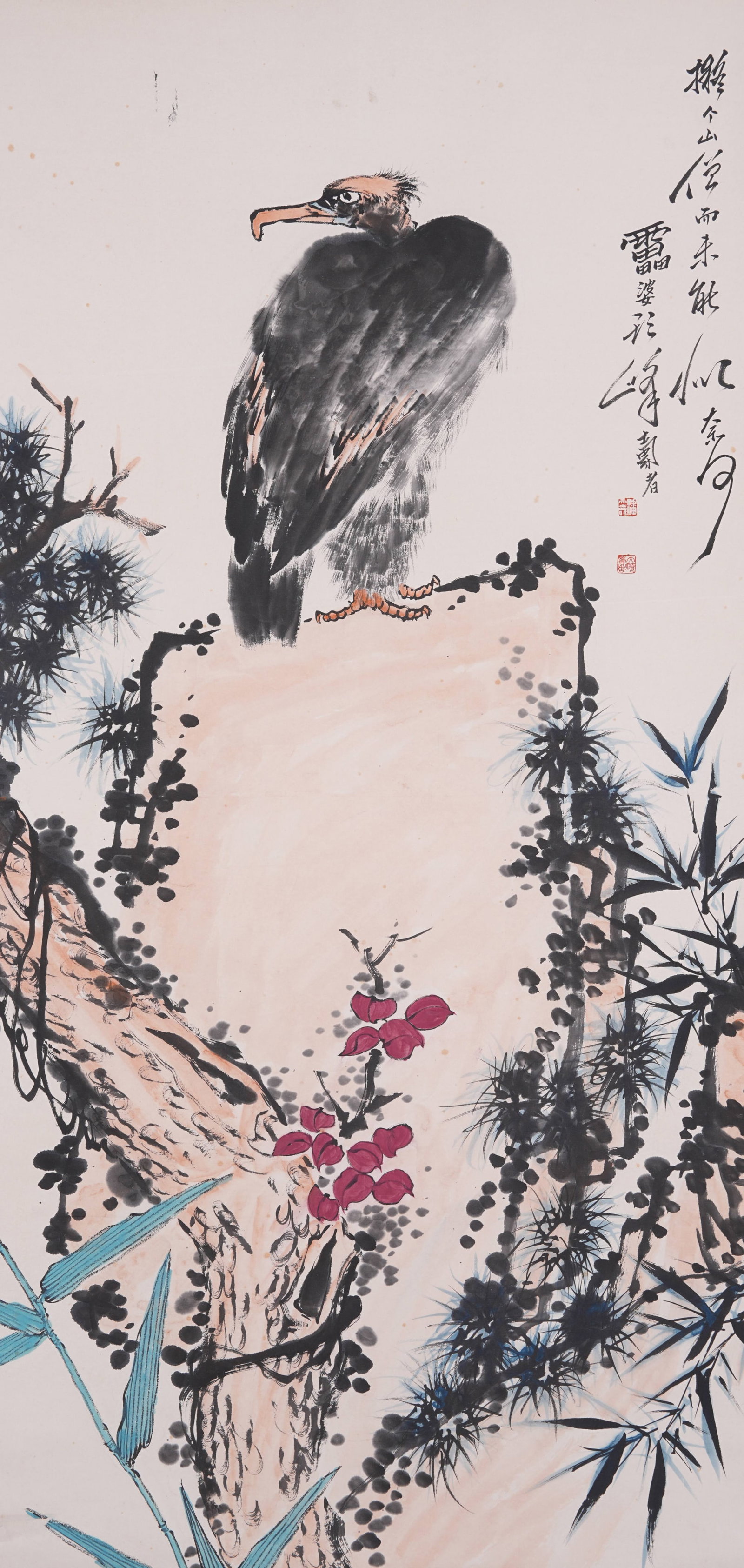 A EAGLE PAINTING ON PAPER BY PAN TIANSHOU.潘天壽: Eagle Painting on Paper by Pan Tianshou.潘天壽