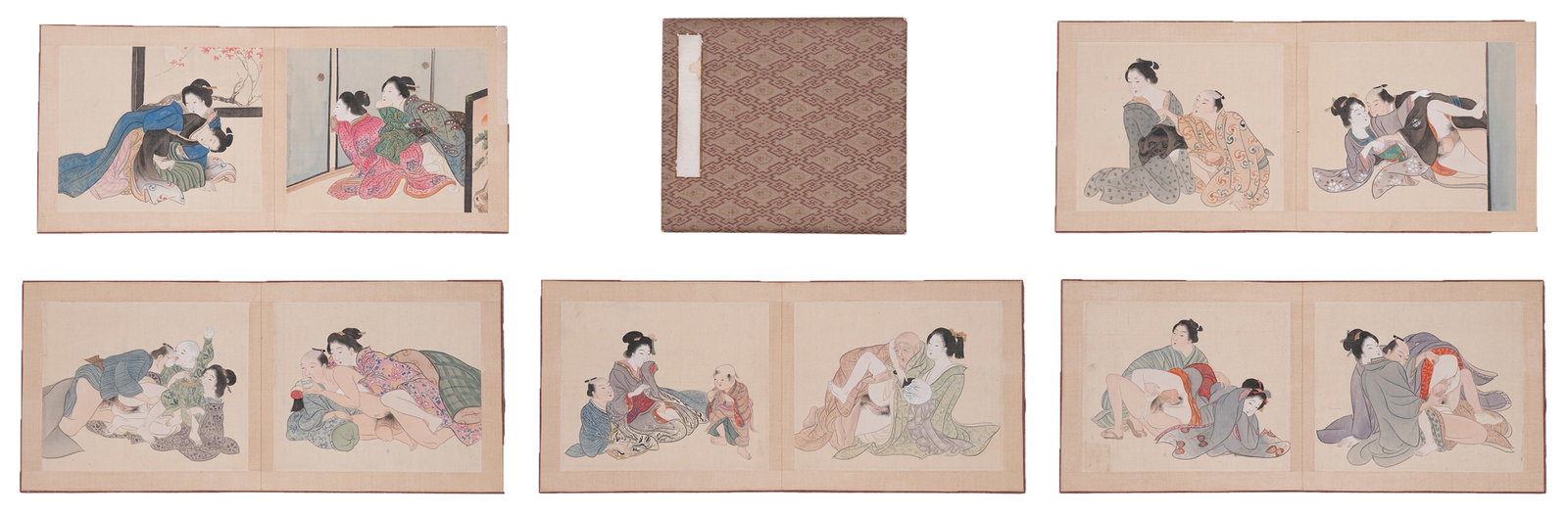 A EROTIC PAINTING ALBUM ON SILK (7 LEAVES), ANONYMOUS.: Erotic Painting Album on Silk (7 Leaves), Anonymous.