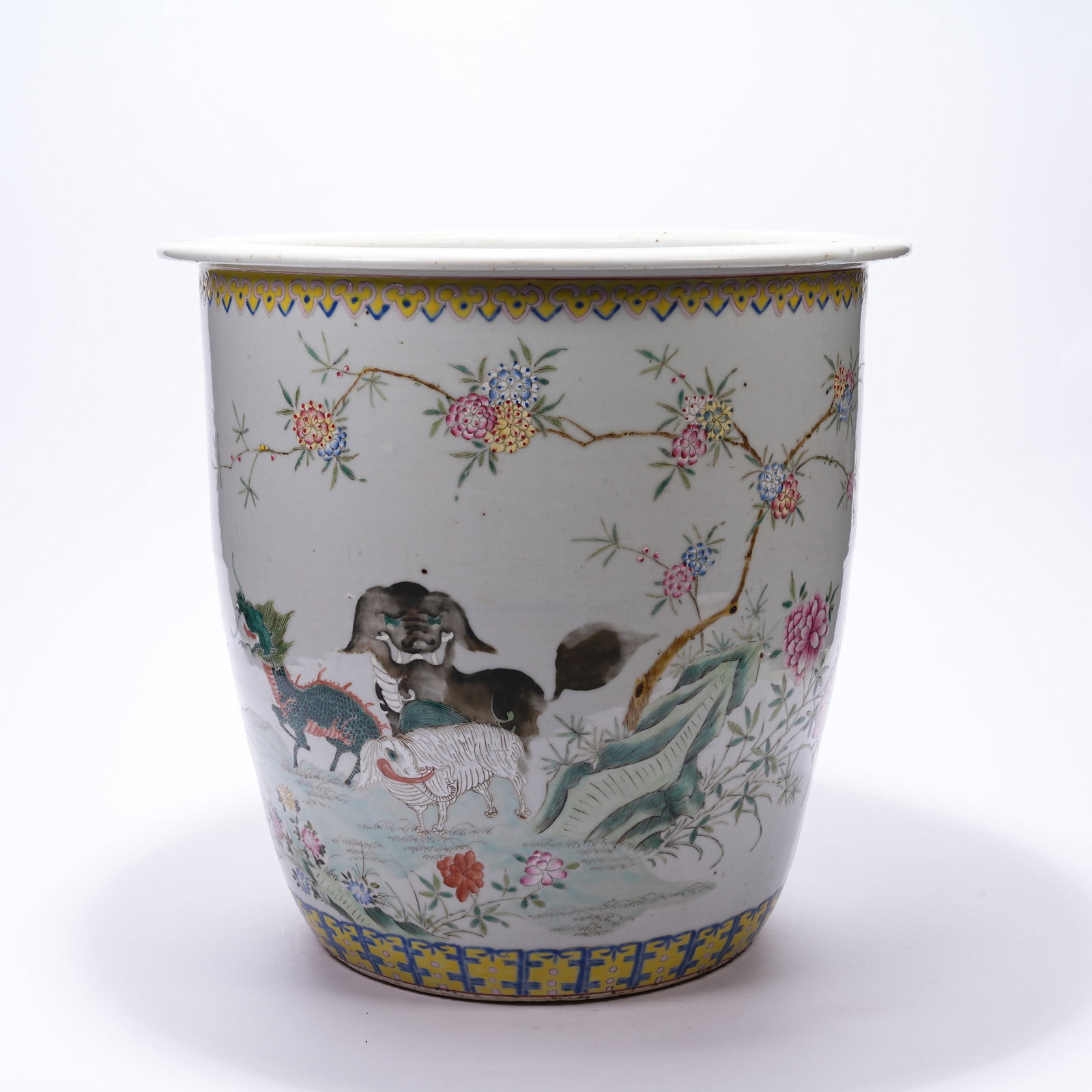 A FAMILLE ROSE TABLE CENSER WITH AUSPICIOUS BEAST PATTERN: Famille Rose Table Censer with Auspicious Beast Pattern