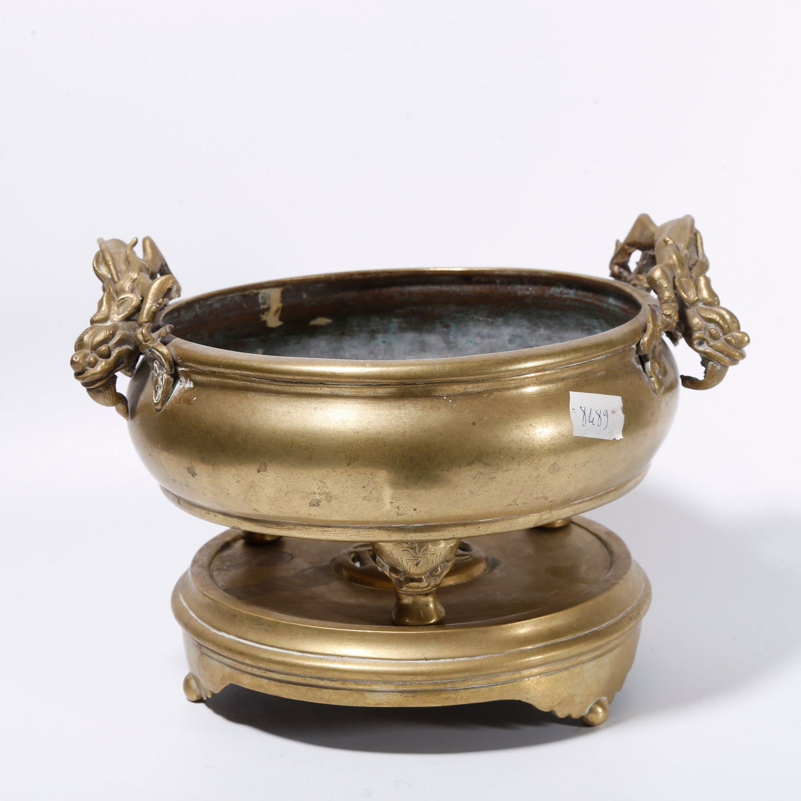 A BRONZE INCENSE BURNER WITH DOUBLE DRAGON EARS (1 of 9)
