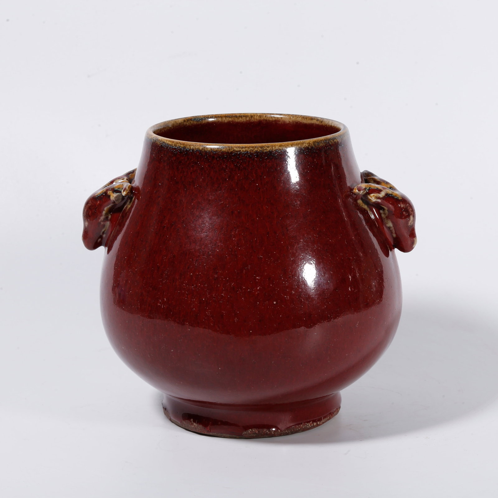 A RED GLAZE DEER-HEAD ZUN VASE (1 of 9)