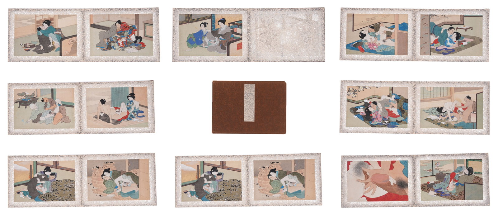 A EROTIC PAINTING ALBUM ON SILK (7 LEAVES), ANONYMOUS.: Erotic Painting Album on Silk (7 Leaves), Anonymous.