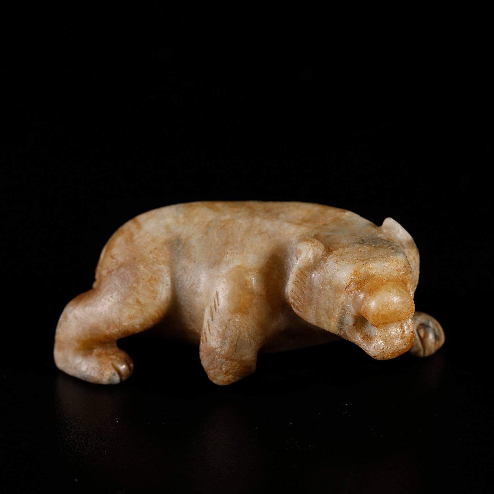 A ANCIENT JADE BEAST-SHAPED ORNAMENT: Ancient Jade Beast-shaped Ornament