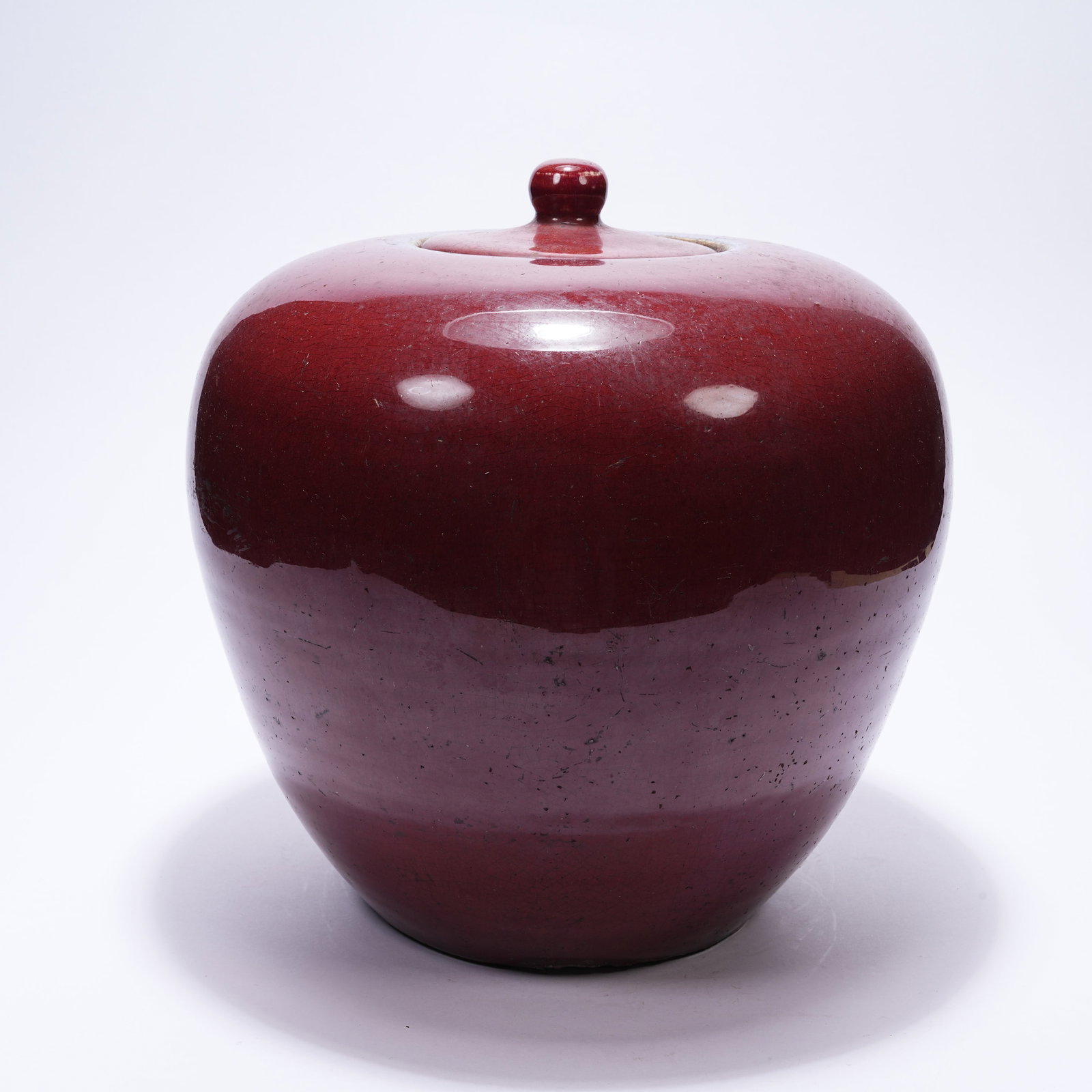 A FLAMBE GLAZE COVERED JAR (1 of 9)