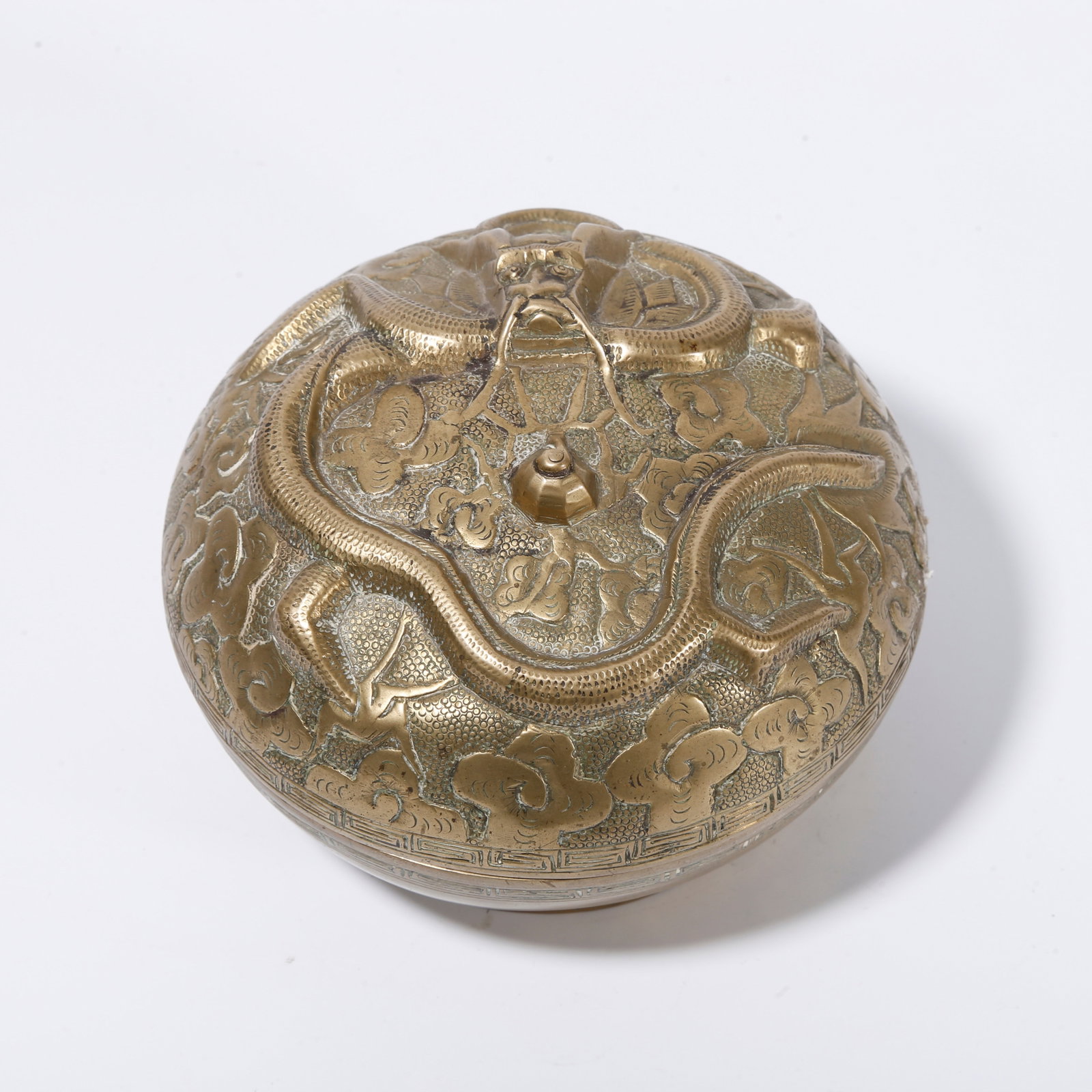 A BRONZE COVERED BOX WITH DRAGON PATTERN (1 of 9)
