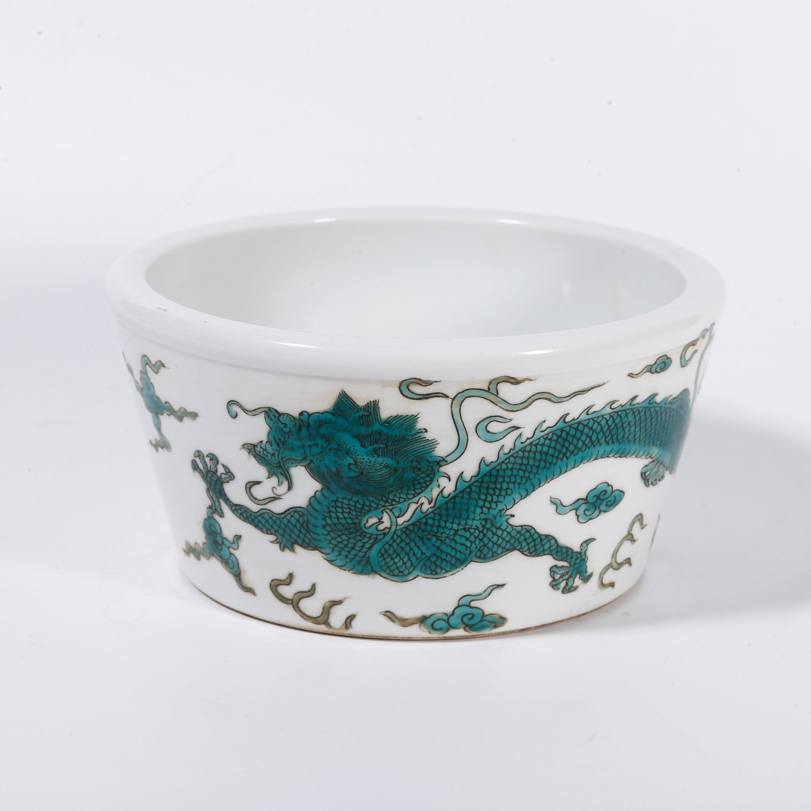 A FAMILLE ROSE WASHER WITH CLOUD AND DRAGON PATTERNS: Famille Rose Washer with Cloud and Dragon Patterns