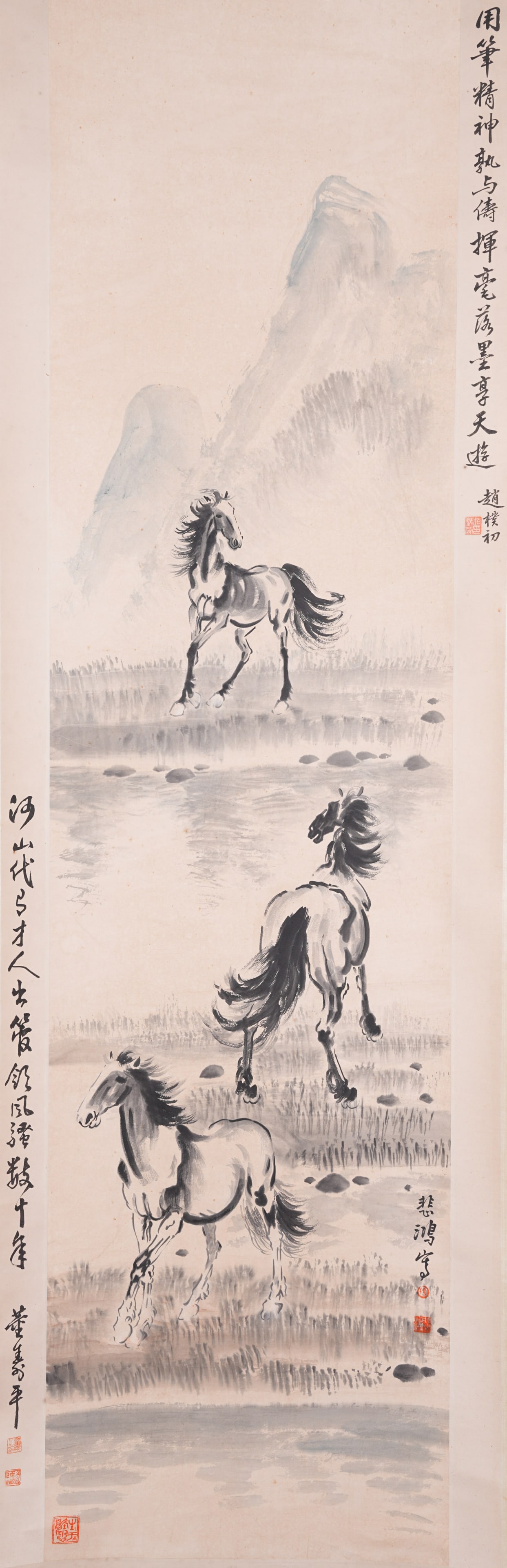A STEED PAINTING ON PAPER BY XU BEIHONG.徐悲鴻: Steed Painting on Paper by Xu Beihong.徐悲鴻