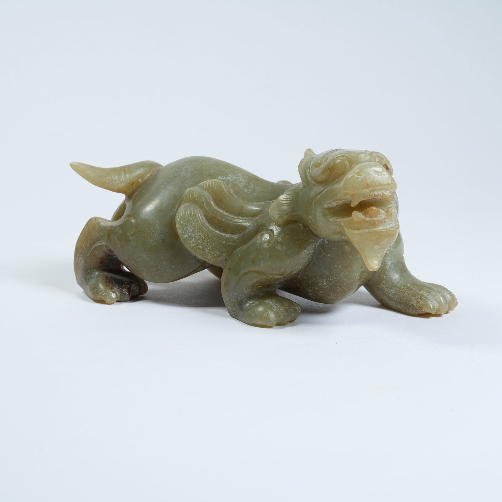 A ANCIENT JADE AUSPICIOUS BEAST ORNAMENT: Ancient Jade Auspicious Beast Ornament