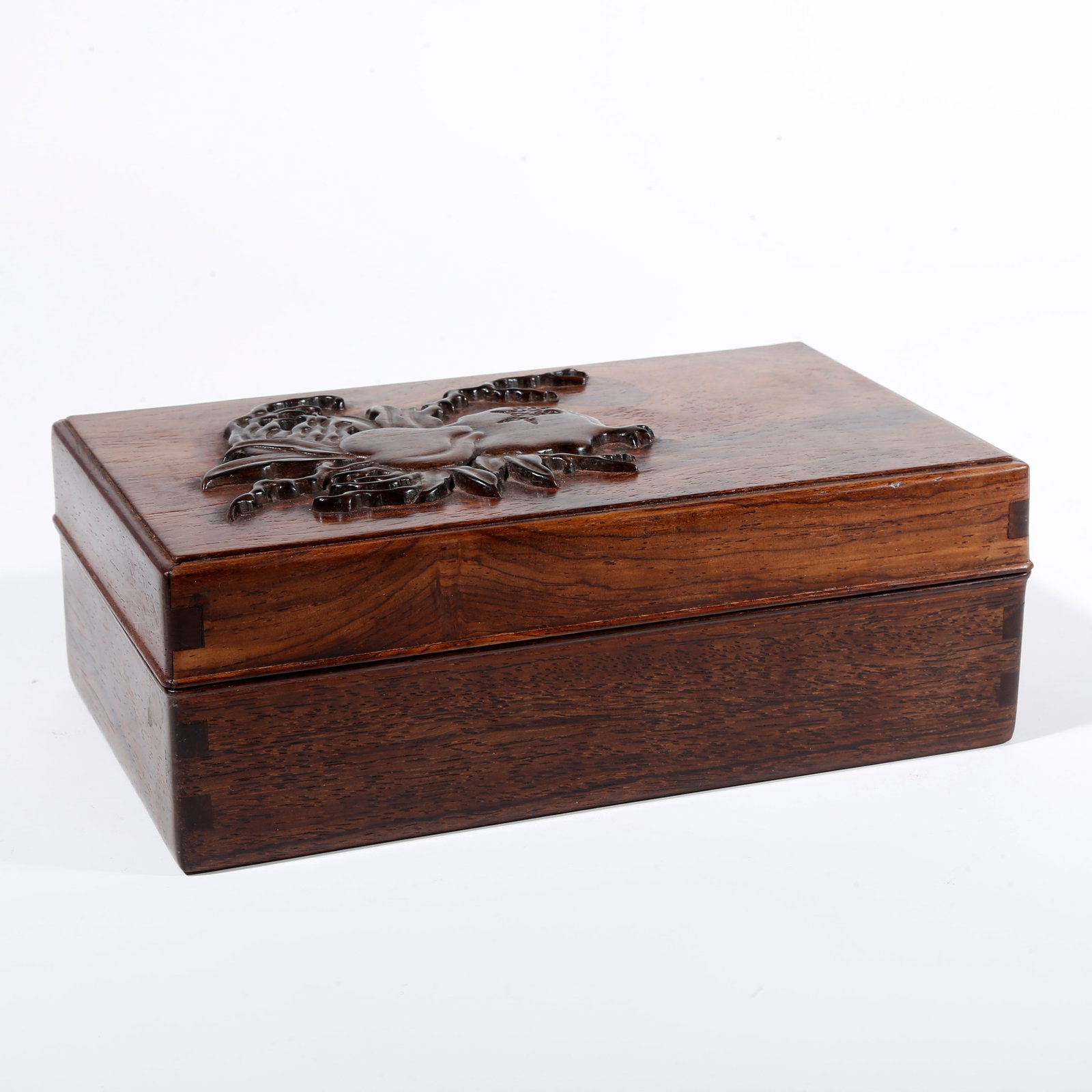 A FORTUNE AND LONGEVITY-PATTERNED COVERED BOX CARVED IN HUANGHUALI WOOD (1 of 9)