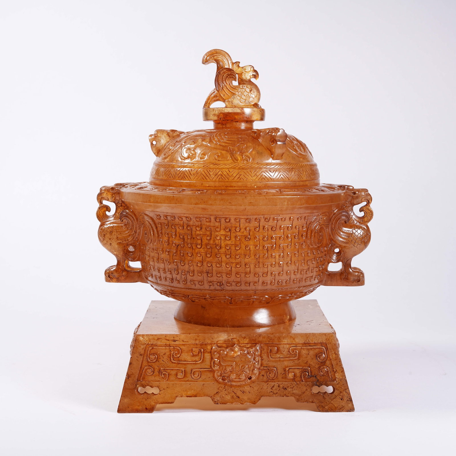 A CRYSTAL COVERED CENSER WITH INTERLOCKING CLOUD AND PHOENIX PATTERNS (1 of 10)
