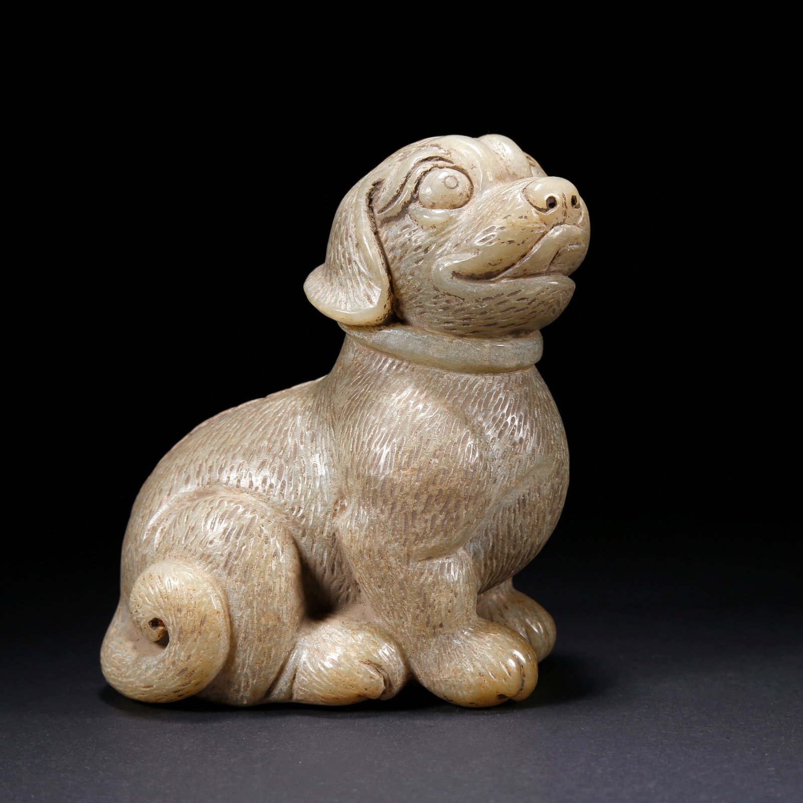 A DOG-SHAPED ANCIENT JADE ORNAMENT: Dog-shaped Ancient Jade Ornament