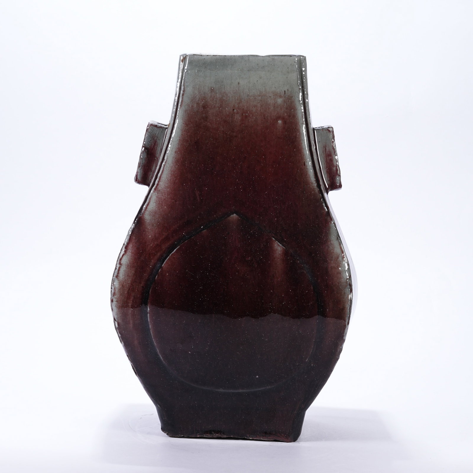 A LANGYAO RED GLAZE VASE WITH TUBULAR EARS: Langyao Red Glaze Vase with Tubular Ears