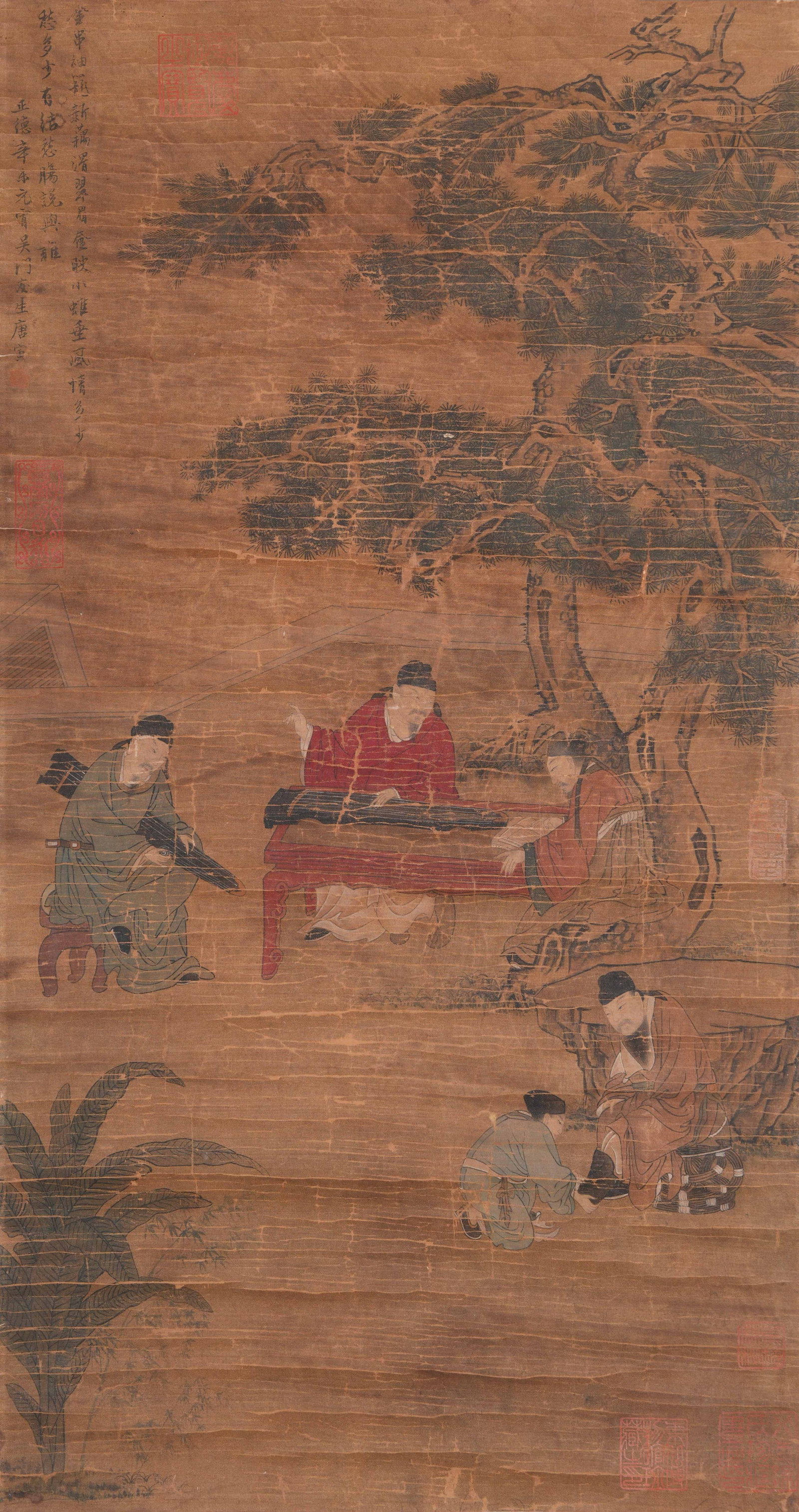 A FIGURE PAINTING ON SILK BY TANG BOHU.唐伯虎: Figure Painting on Silk by Tang Bohu.唐伯虎