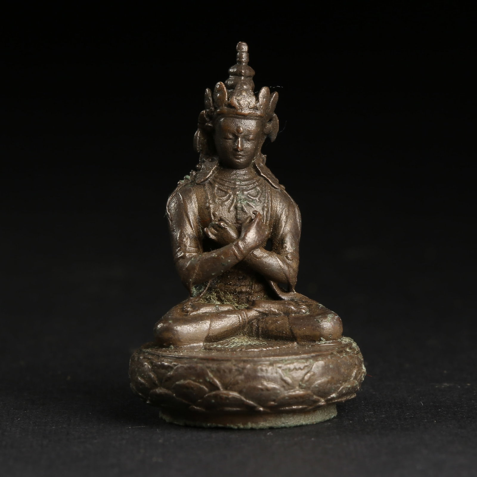 A BRONZE BODHISATTVA SMALL BUDDHA: Bronze Bodhisattva Small Buddha