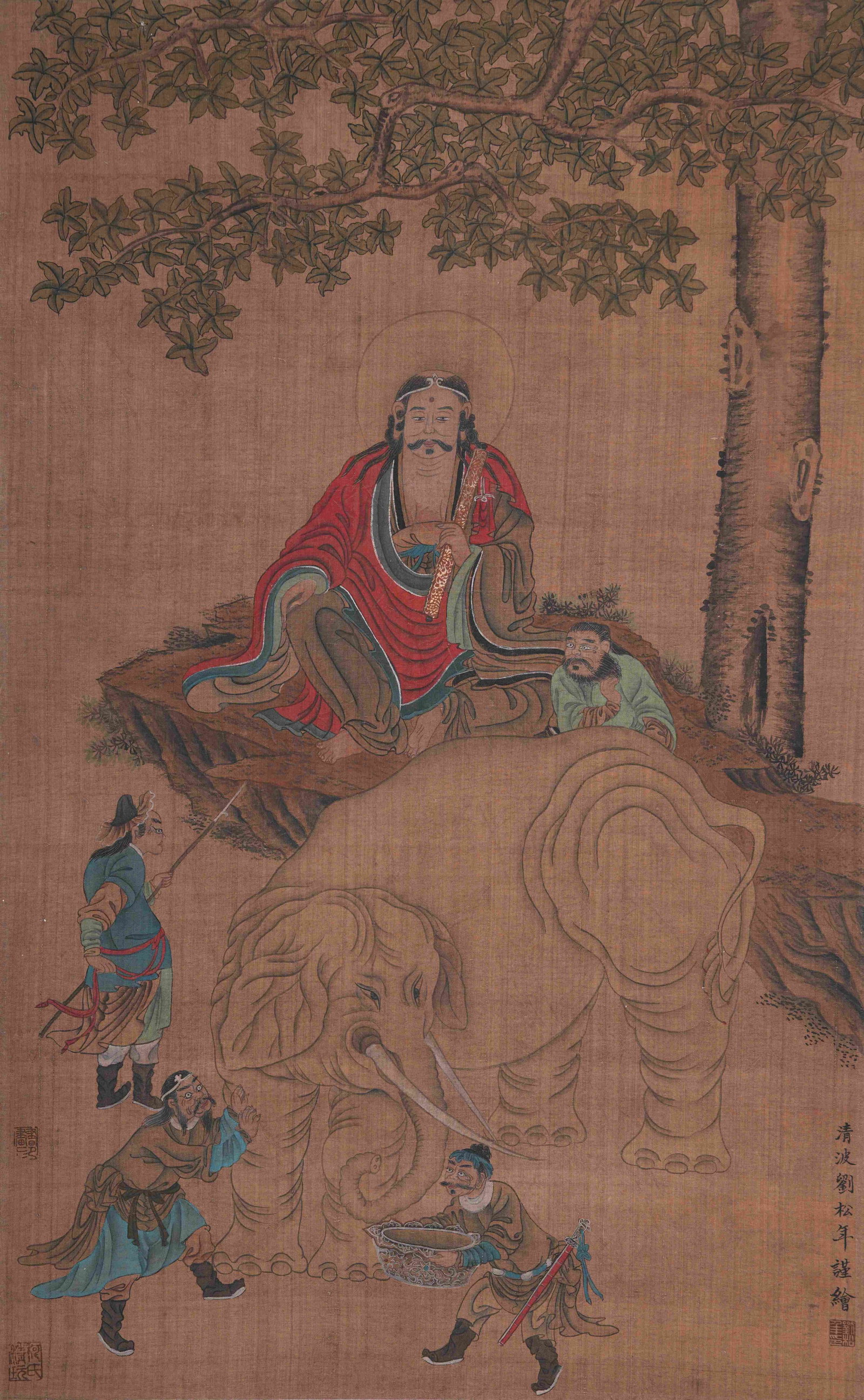 A SAGE IMAGE PAINTING ON SILK BY LIU SONGNIAN.劉松年: Sage Image Painting on Silk by Liu Songnian.劉松年