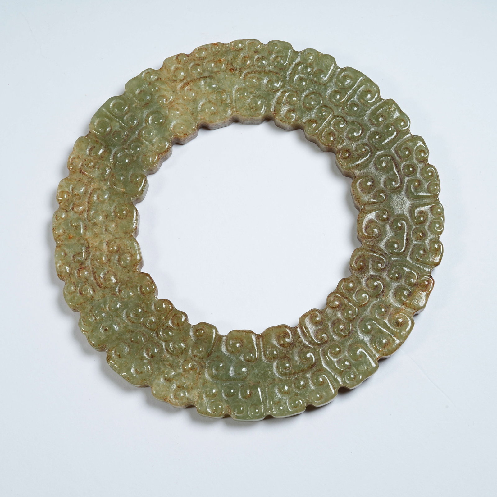 A ANCIENT JADE BI WITH INTERLOCKING CLOUD PATTERNS - 10