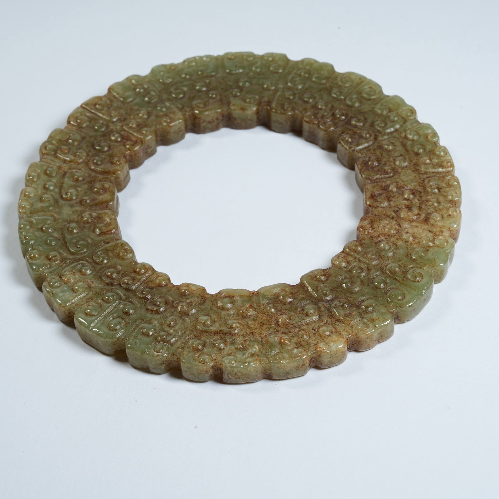 A ANCIENT JADE BI WITH INTERLOCKING CLOUD PATTERNS - 8