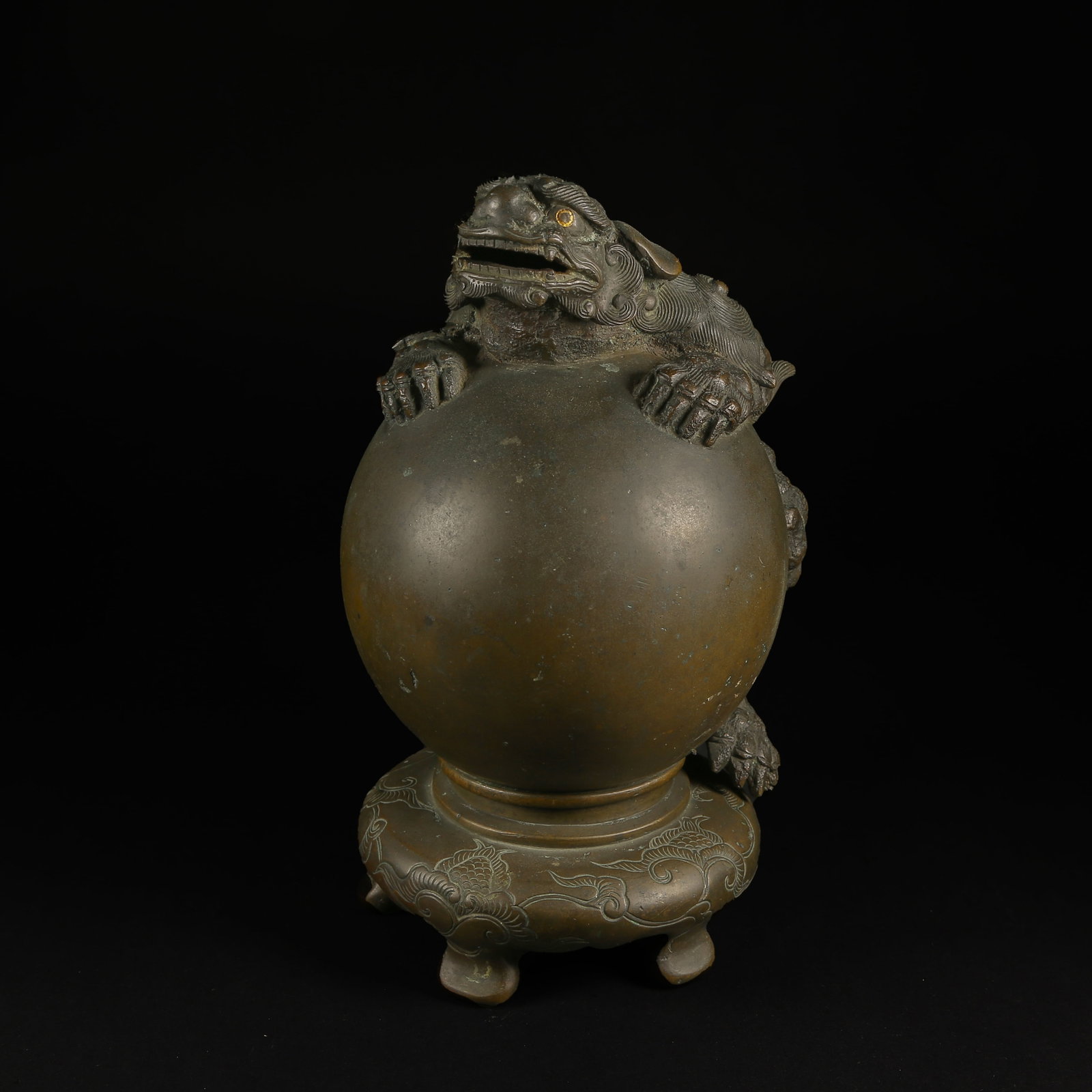 A BRONZE INCENSE BURNER IN THE SHAPE OF AN AUSPICIOUS BEAST: Bronze Incense Burner in the Shape of an Auspicious Beast