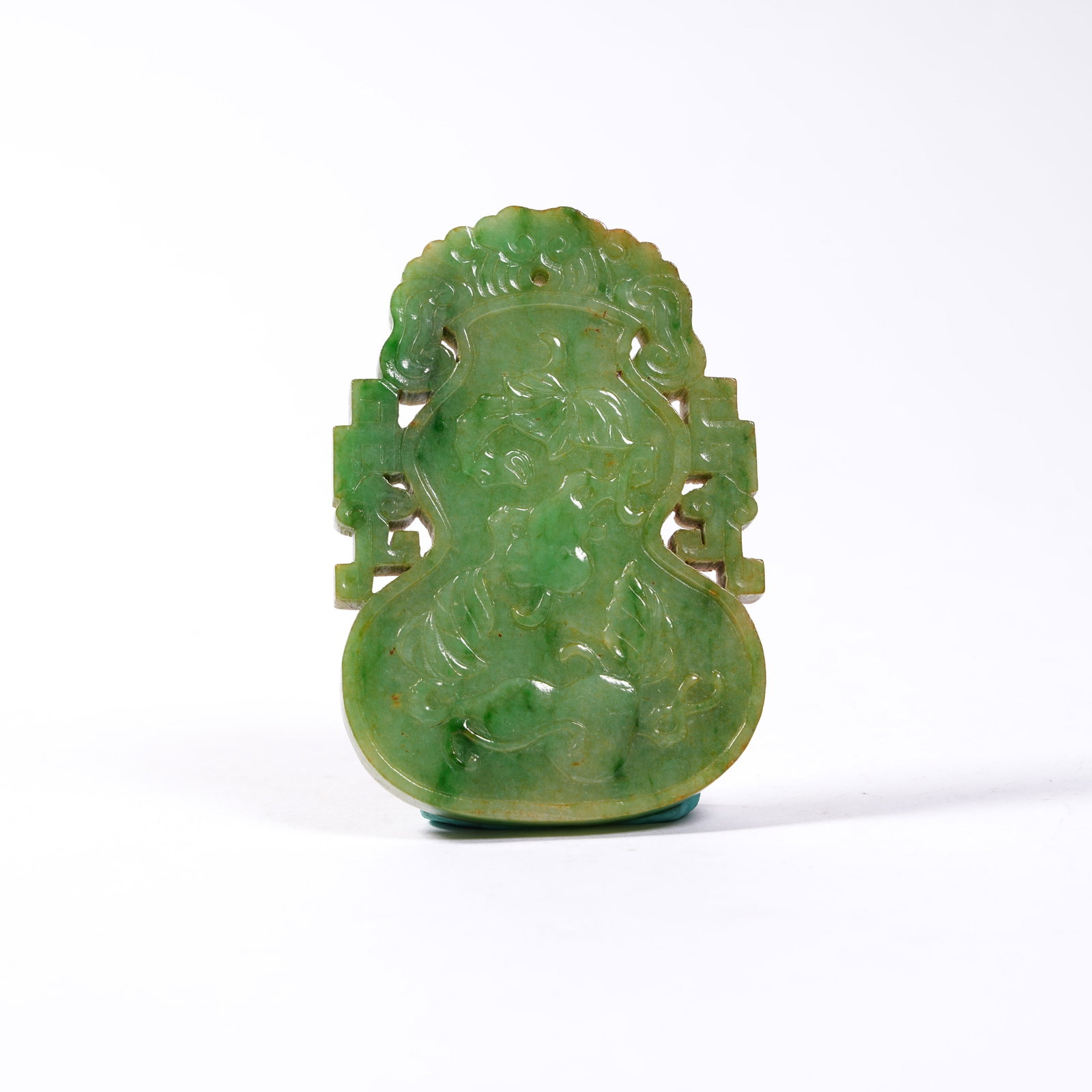 A JADEITE PLAQUE WITH BLESSING AND LONGEVITY MOTIFS (1 of 8)