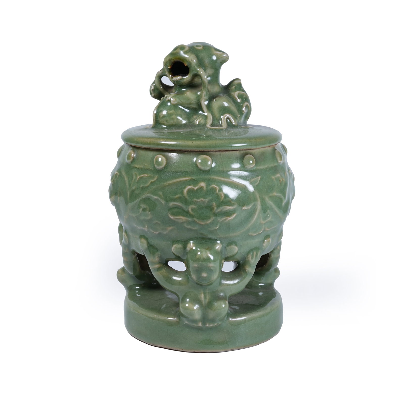 A LONGQUAN KILN CENSER WITH LION KNOB (1 of 9)