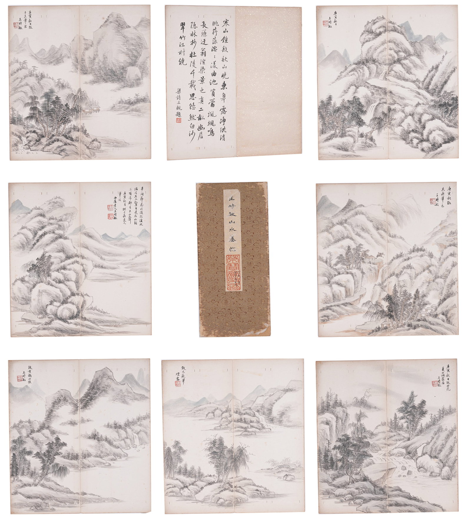 A ALBUM OF LANDSCAPE PAINTINGS ON PAPER BY WANG SHIMIN (TWELVE LEAVES).王時敏 (1 of 16)