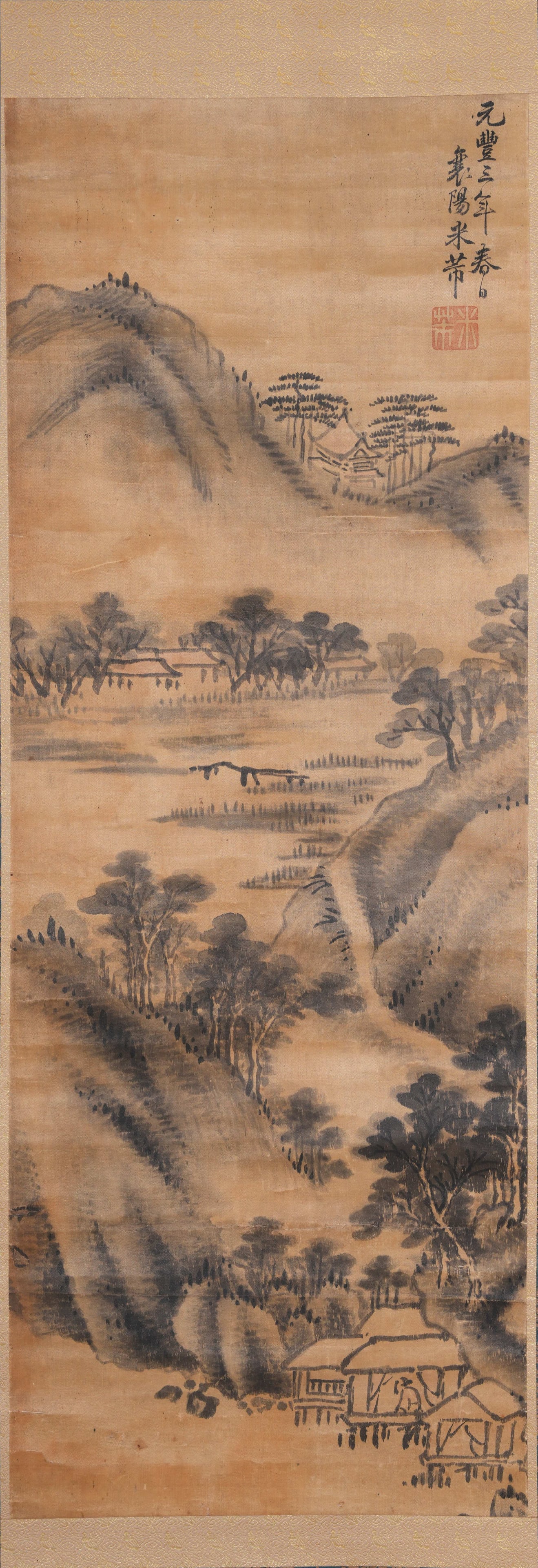 A LANDSCAPE PAINTING ON SILK BY MI FU.米芾 (1 of 9)