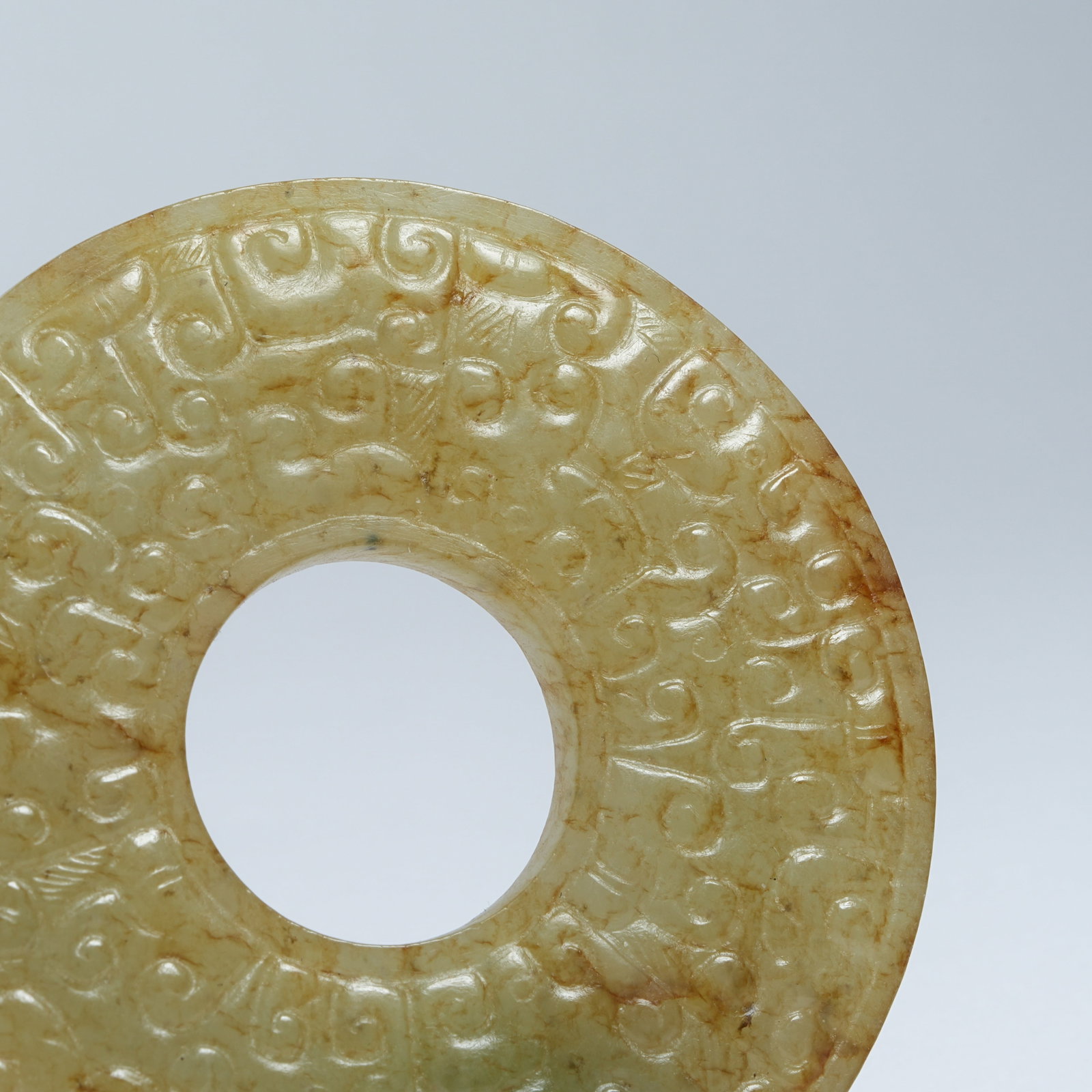 A ANCIENT JADE BI WITH INTERLOCKING CLOUD PATTERNS - 3