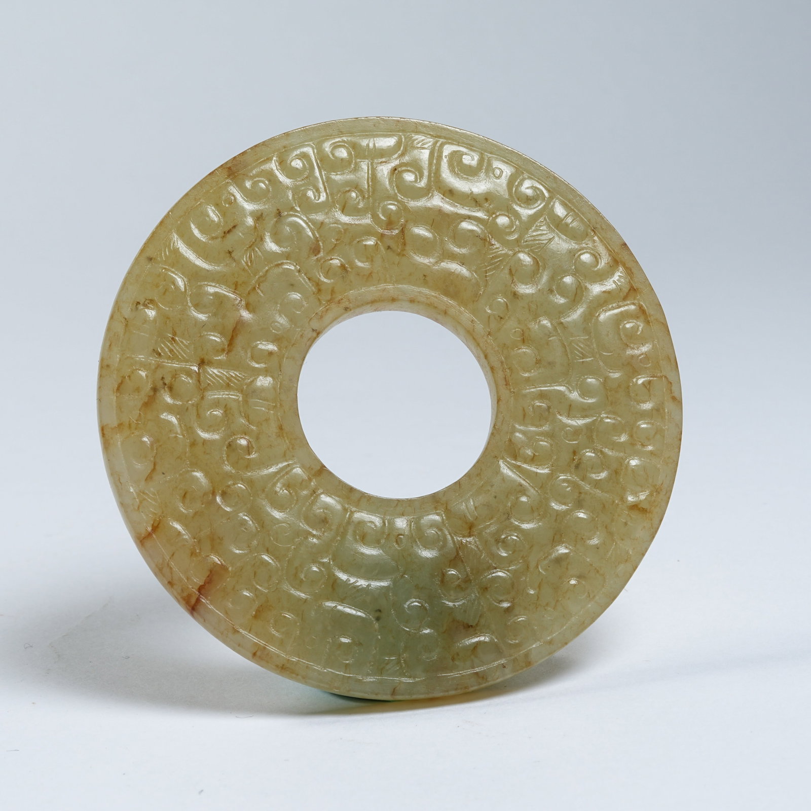 A ANCIENT JADE BI WITH INTERLOCKING CLOUD PATTERNS - 8