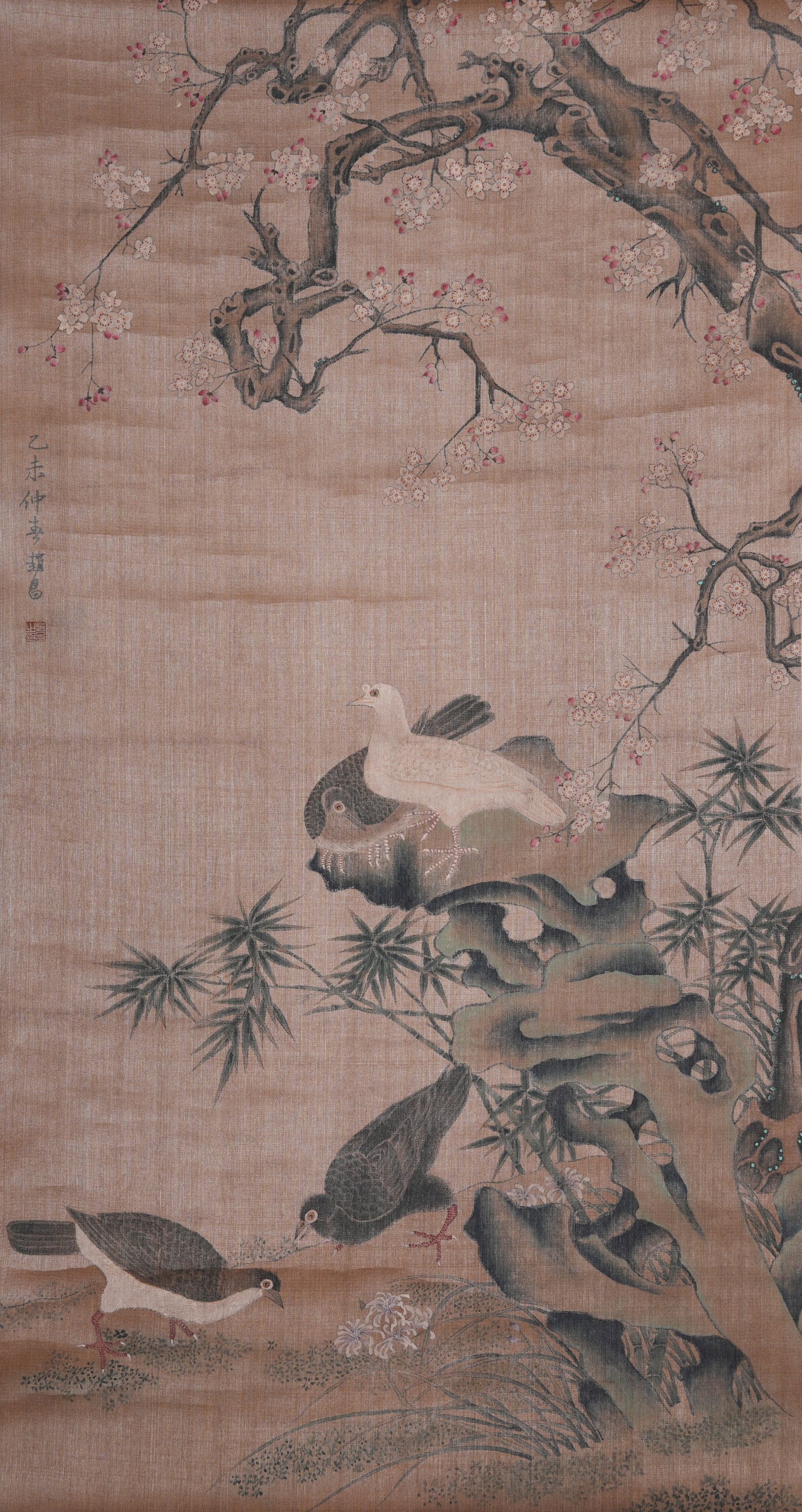 A FLOWER-AND-BIRD PAINTING ON SILK BY ZHAO CHANG.趙昌: Flower-and-Bird Painting on Silk by Zhao Chang.趙昌