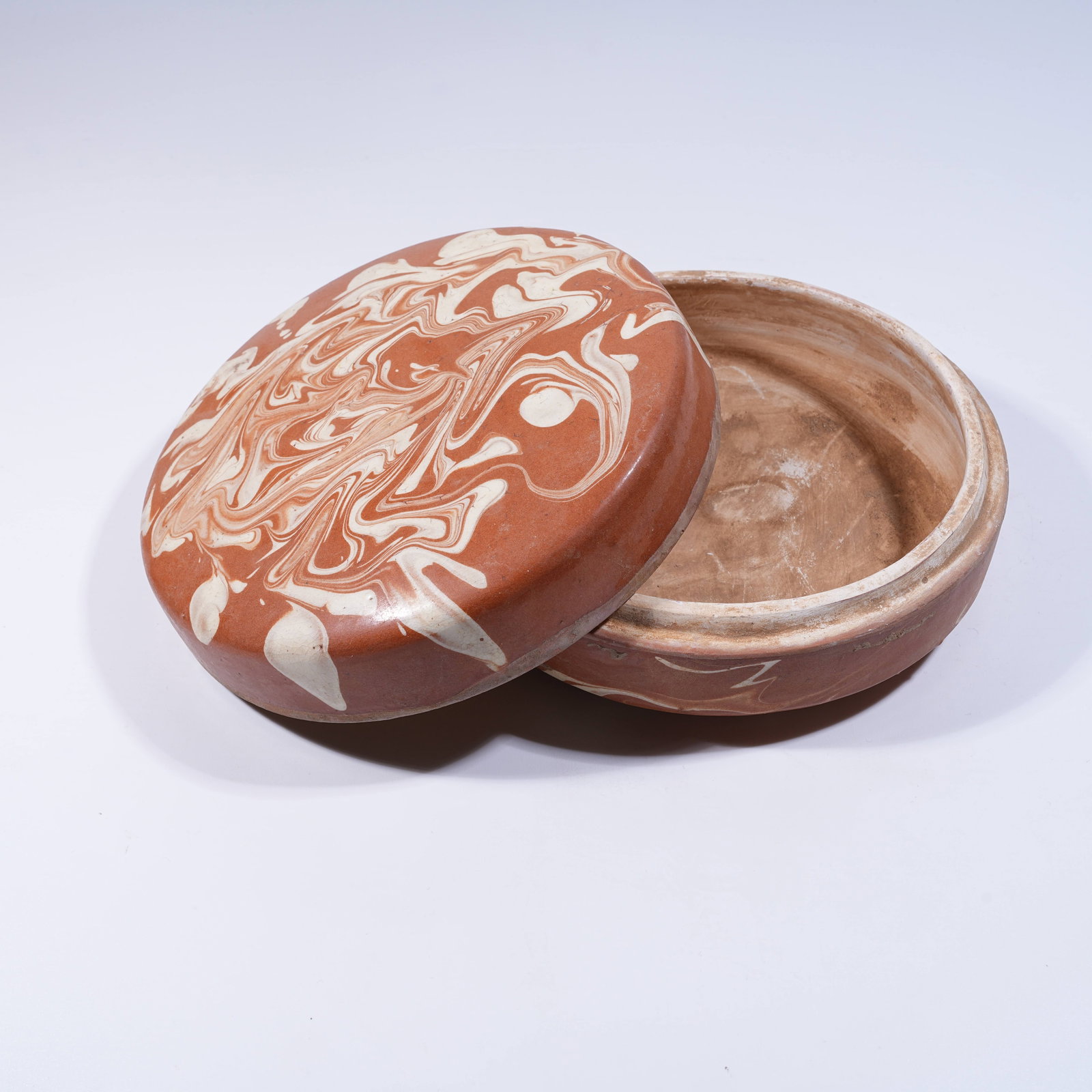 A MARBLED WARE COVERED BOX (1 of 9)