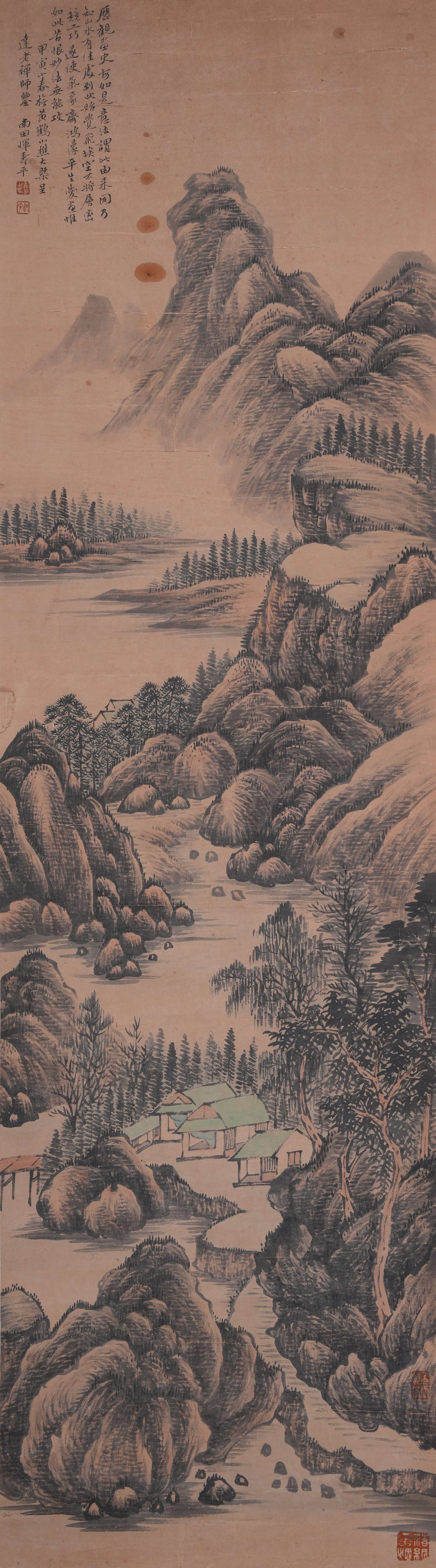 A LANDSCAPE PAINTING ON PAPER BY YUN SHOUPING.惲壽平: Landscape Painting on Paper by Yun Shouping.惲壽平