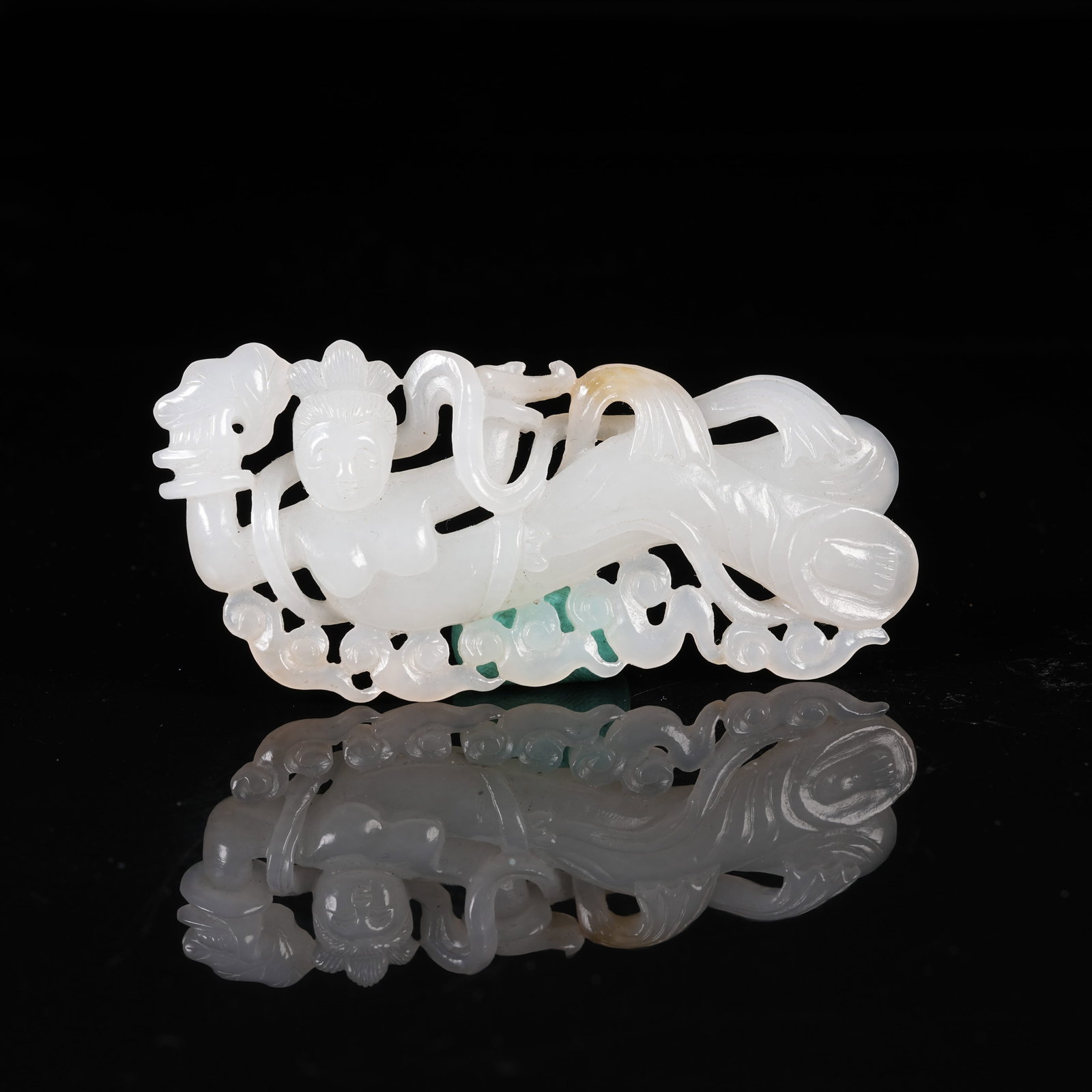 A HETIAN JADE FLYING APSARAS PENDANT (1 of 8)