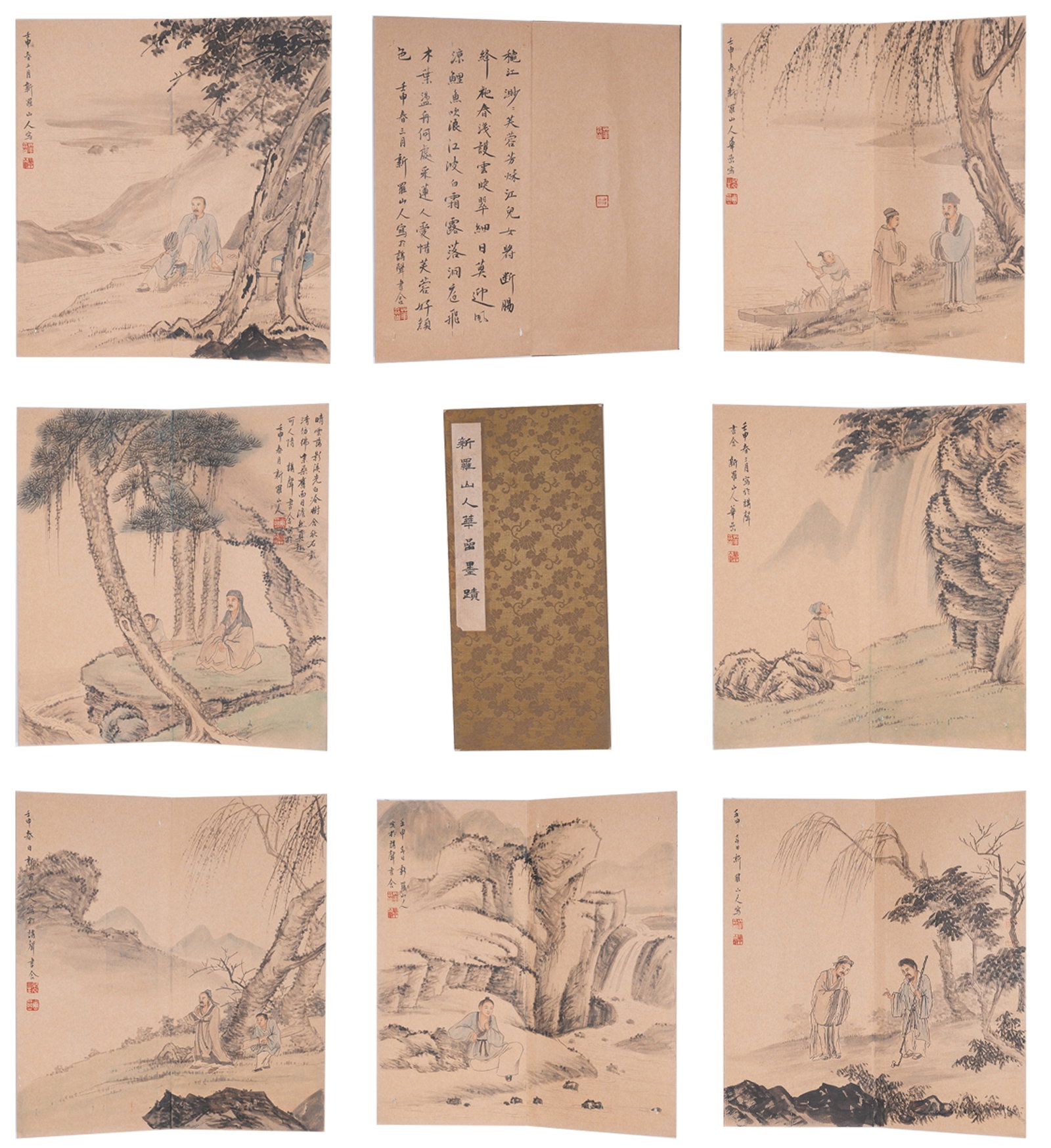 A ALBUM OF LANDSCAPE AND FIGURE PAINTINGS ON PAPER BY HUA YAN (THIRTEEN LEAVES).華岩 (1 of 16)