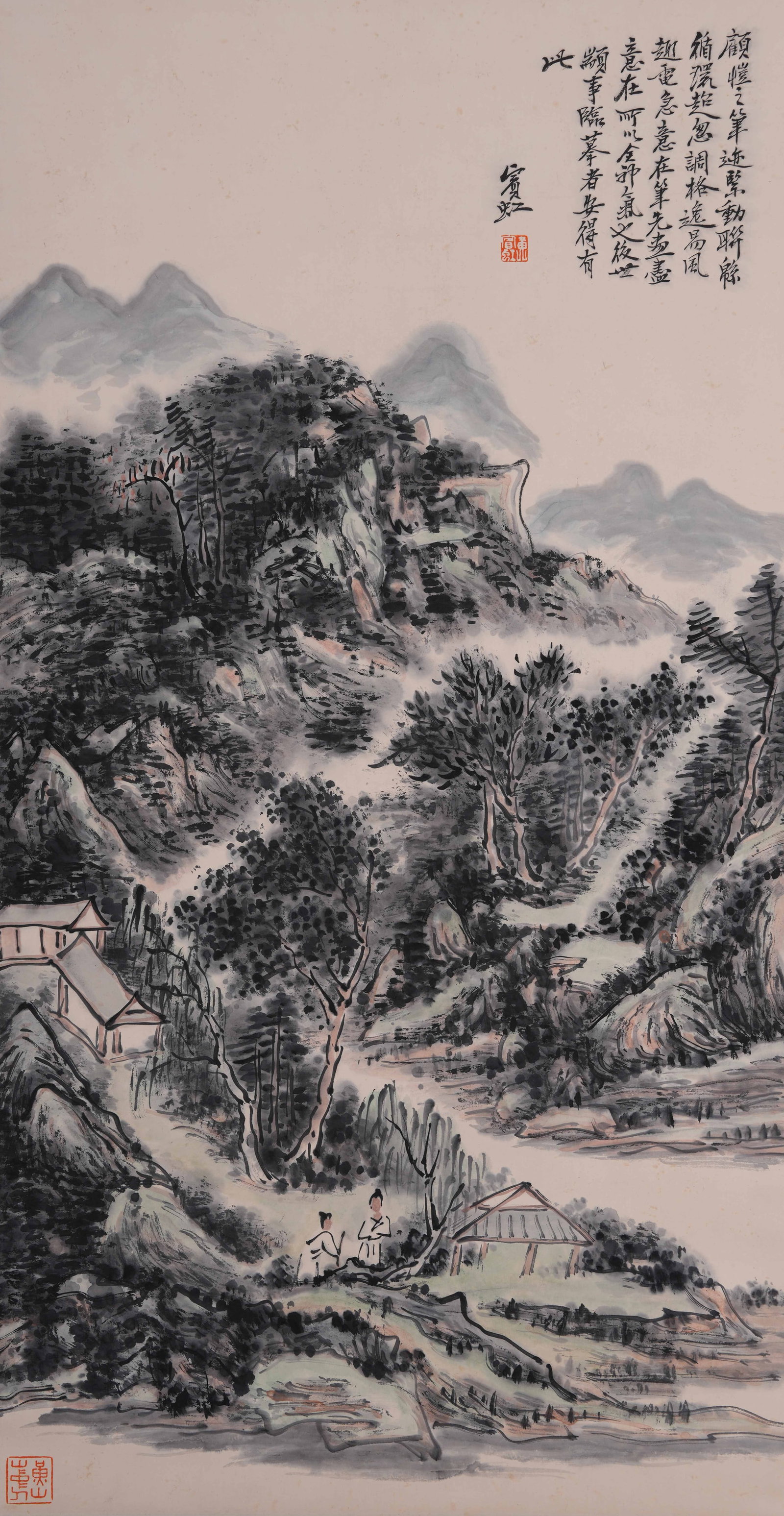 A LANDSCAPE PAINTING ON PAPER BY HUANG BINHONG.黃賓虹: Landscape Painting on Paper by Huang Binhong.黃賓虹