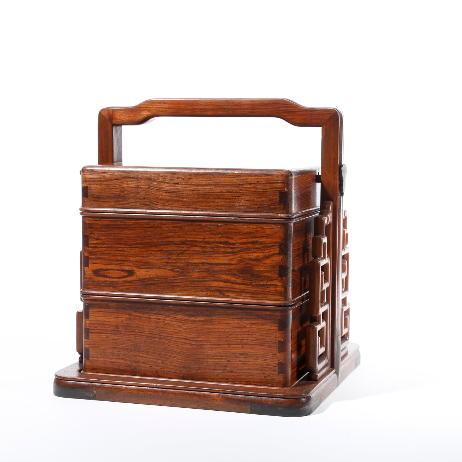 A HANDLED BOX IN HUANGHUALI WOOD CARVING (1 of 10)