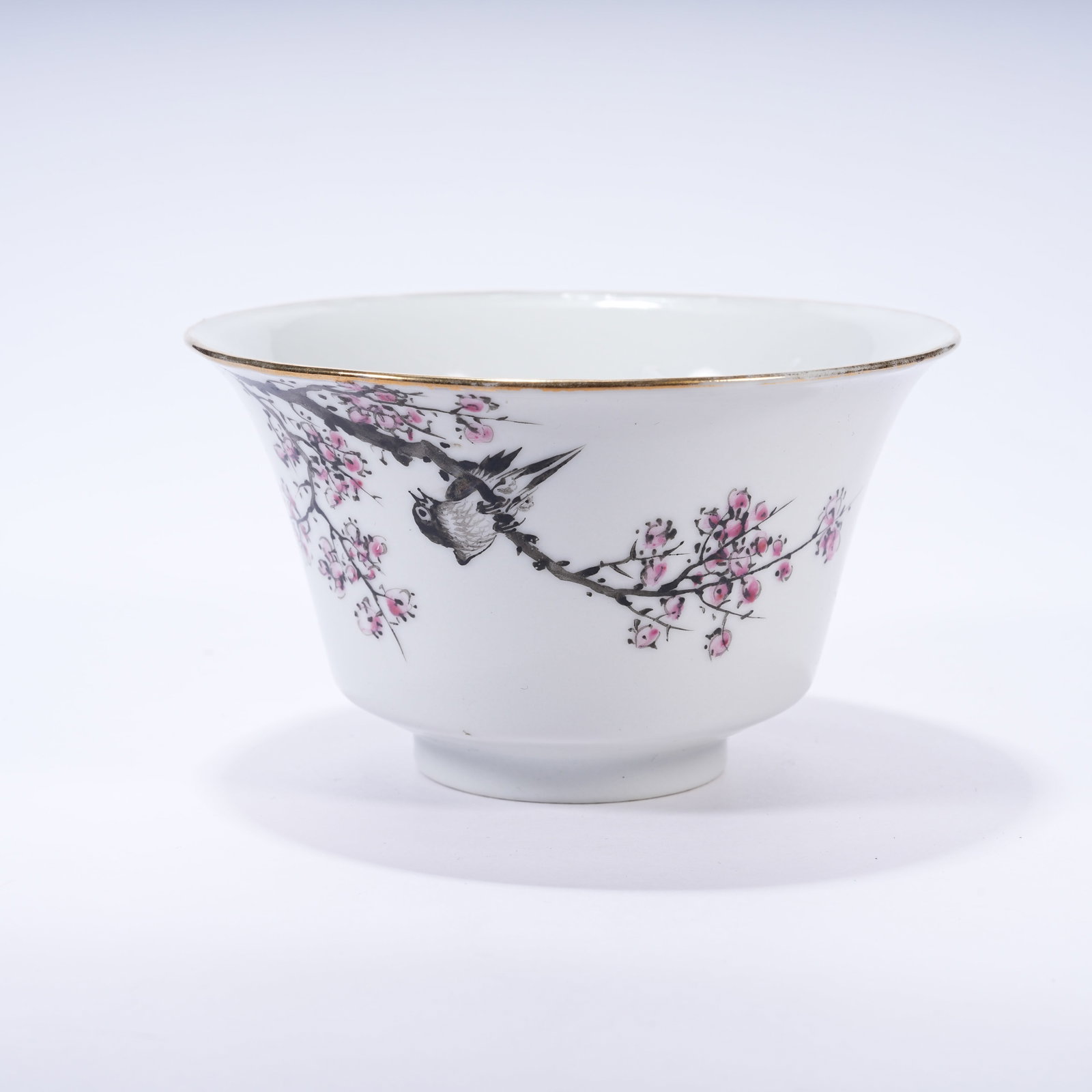 A FAMILLE ROSE CUP WITH MAGPIE ON PLUM BRANCH PATTERNS (1 of 10)